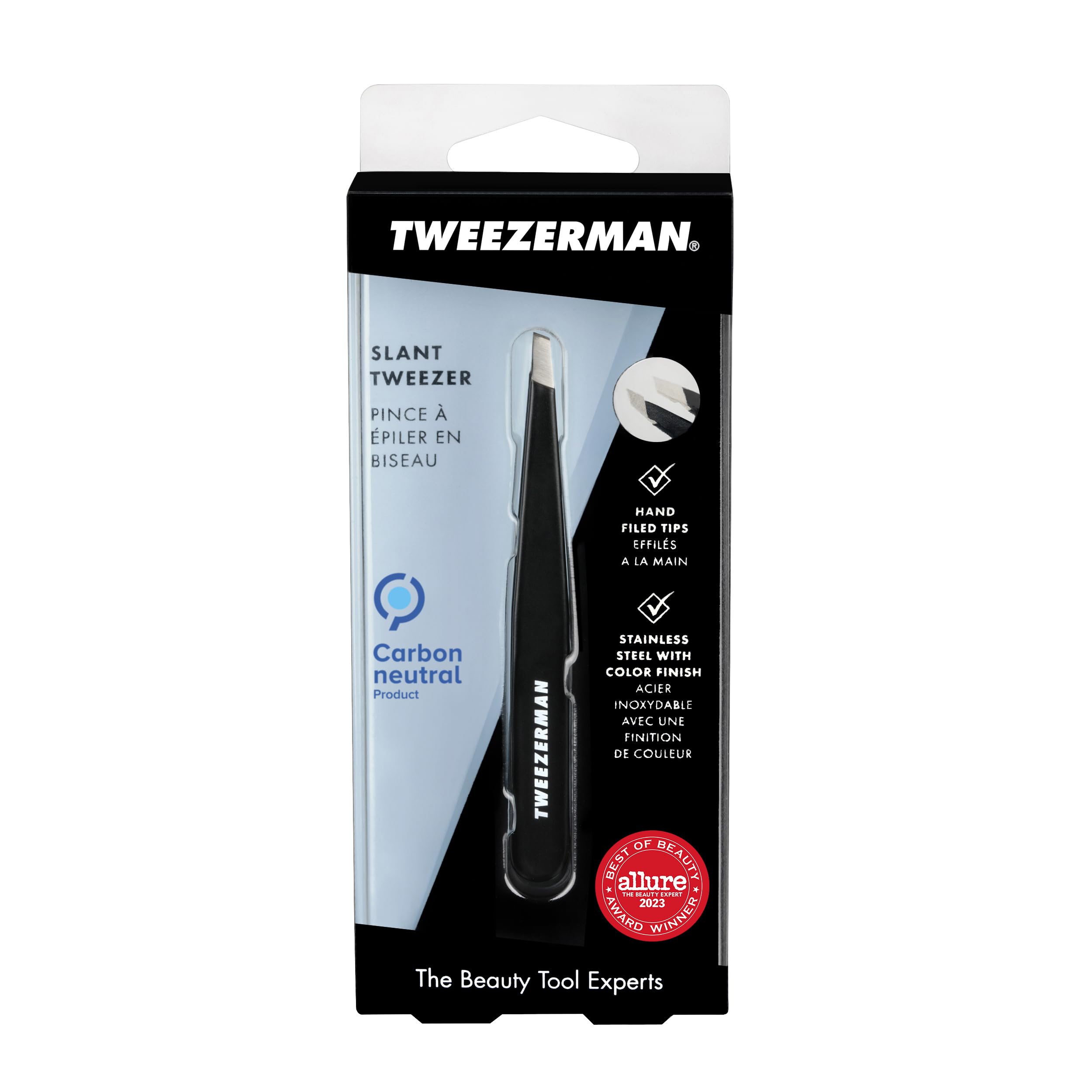 Tweezerman Stainless Steel Slant Tweezer, Black