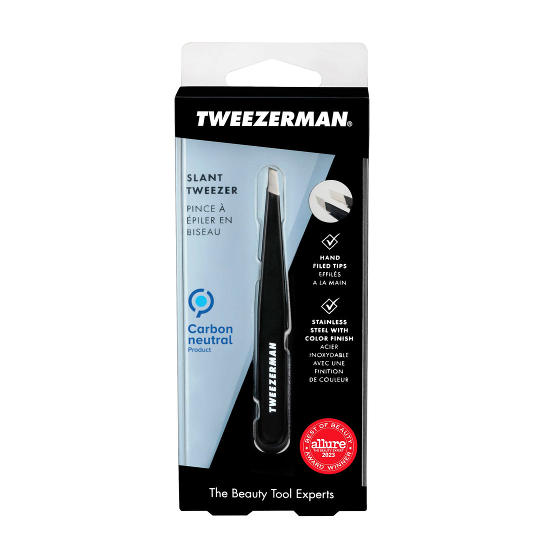 Tweezerman Stainless Steel Slant Tweezer, Black