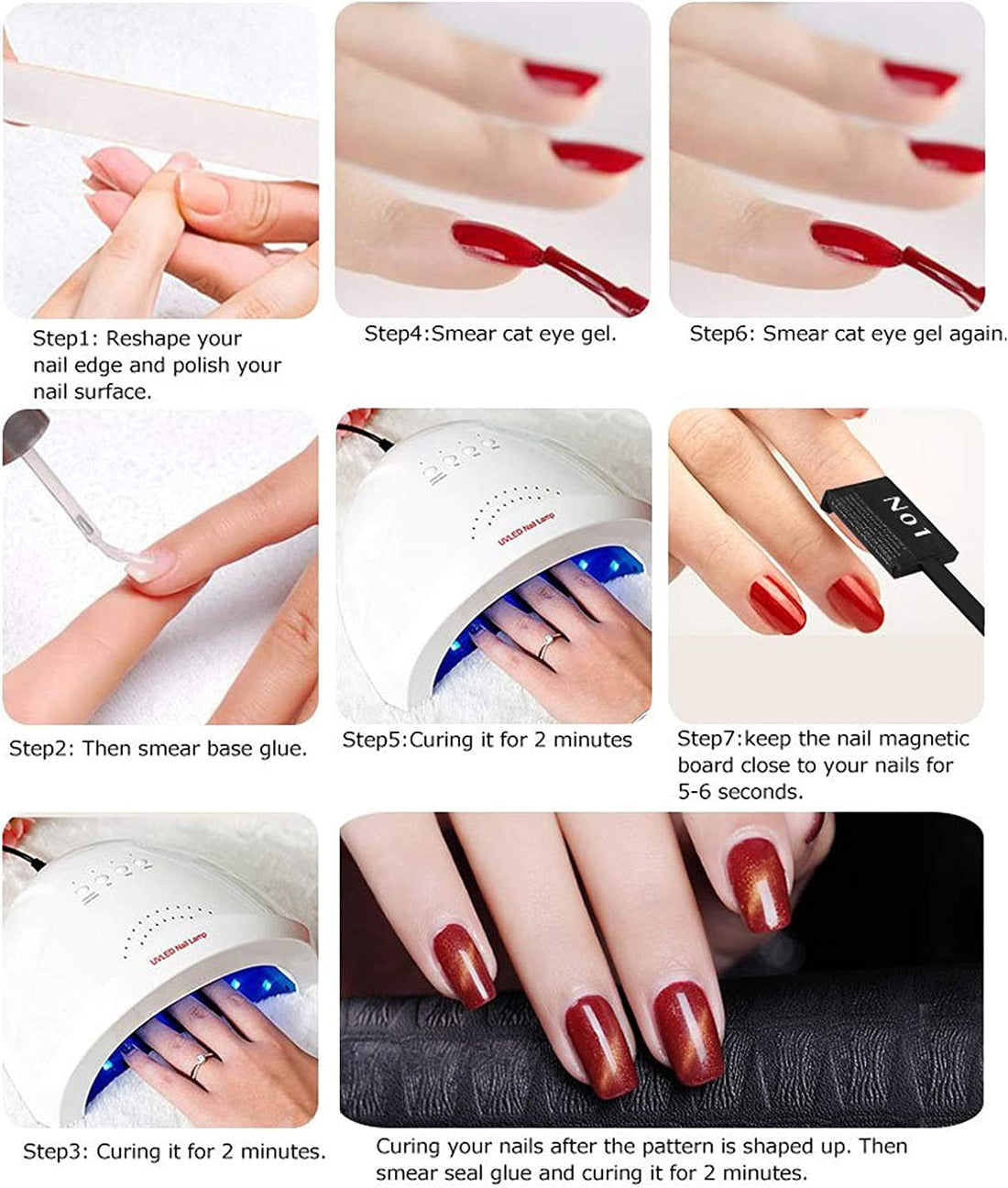 11 Piece Magnet Nail Art Polish Tool Set, Cat Eye Gel Polish 3d Gel Nails Cat Eye Plastic Tool-Suitable for DIY 3d Magnetic, Salon, Studio or Home