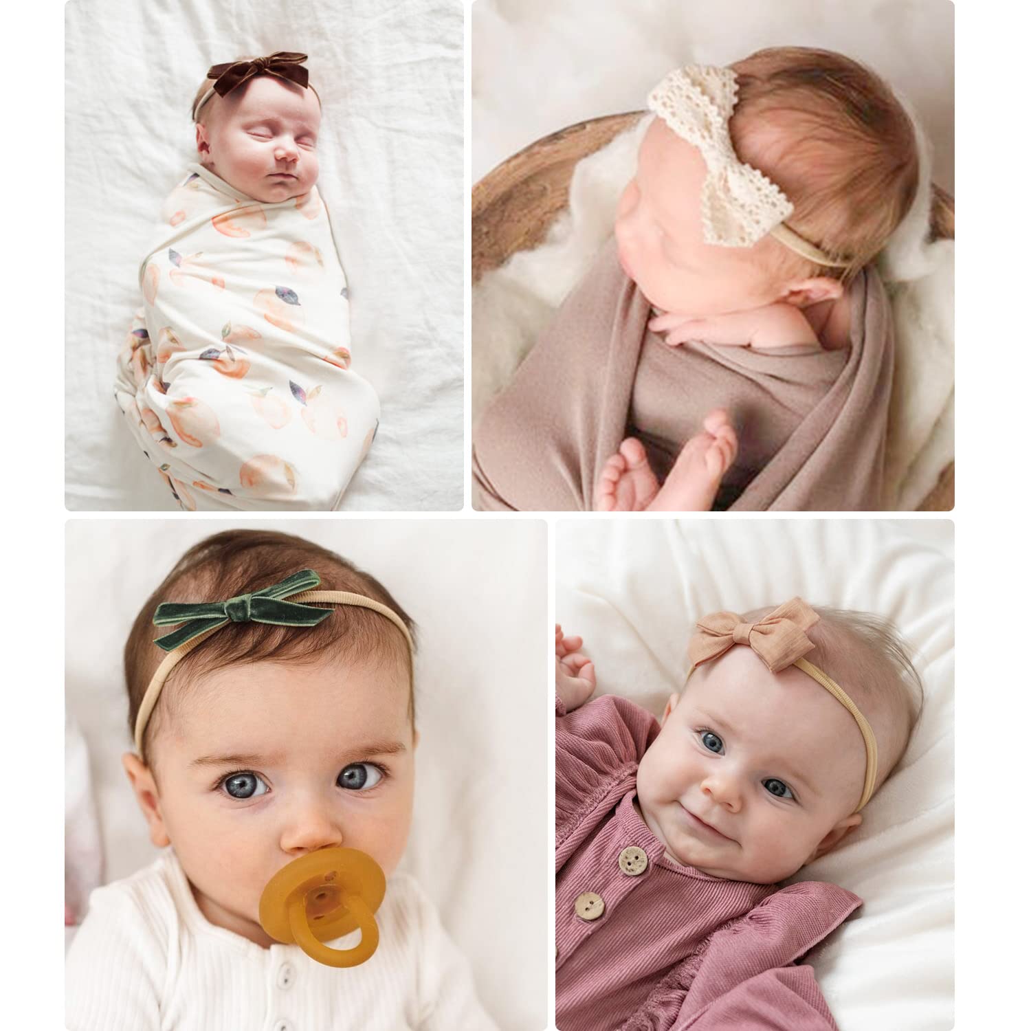 21 PCS Baby Girls Headbands and Bows Hairbands Soft Nylon Elastics Handmade Hair Accessories for Newborn Babies Infant Toddlers Kids