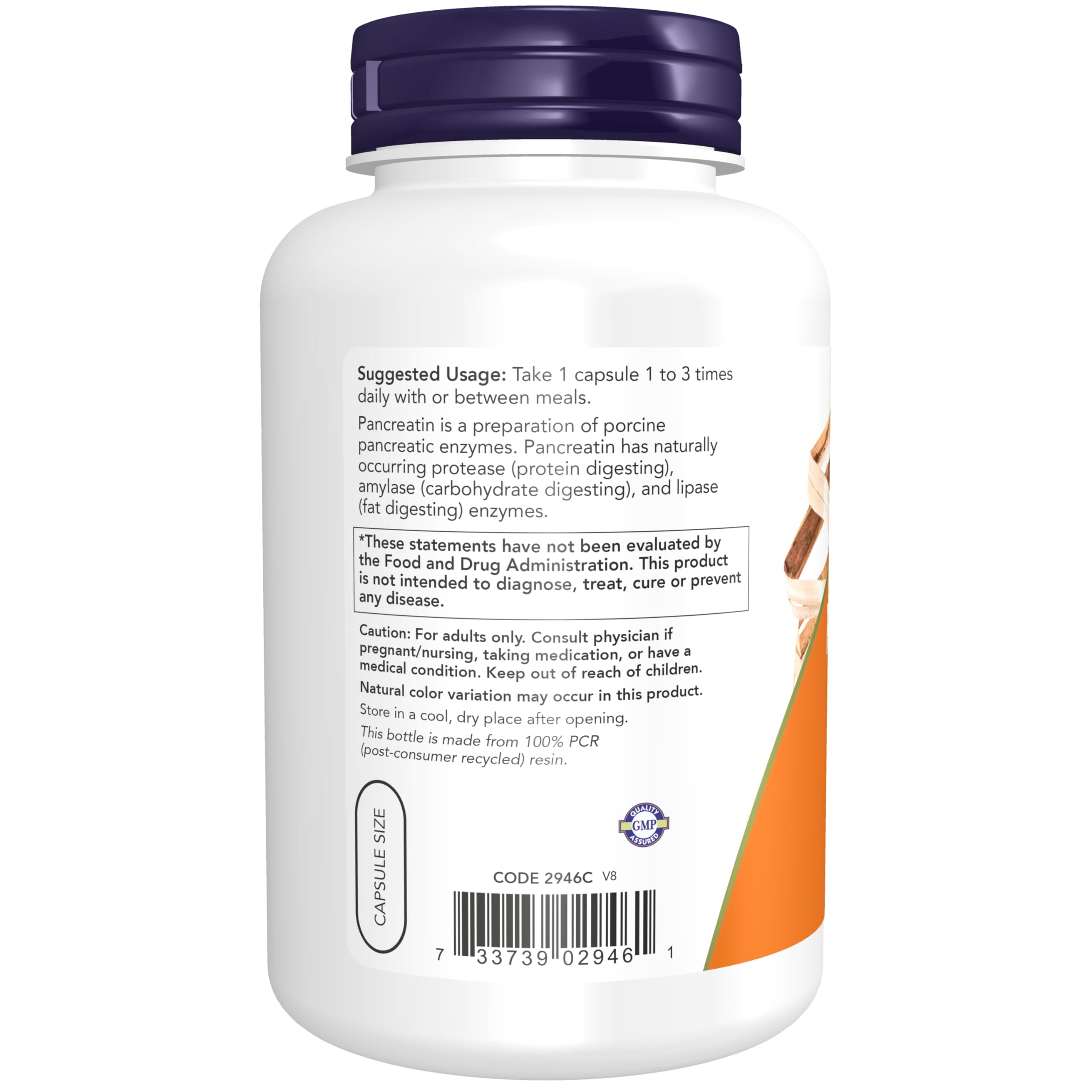 NOW Foods Supplements, Pancreatin 2000 with naturally occurring Protease (Protein Digesting), Amylase (Carbohydrate Digesting), and Lipase (Fat Digesting) Enzymes, 250 Capsules