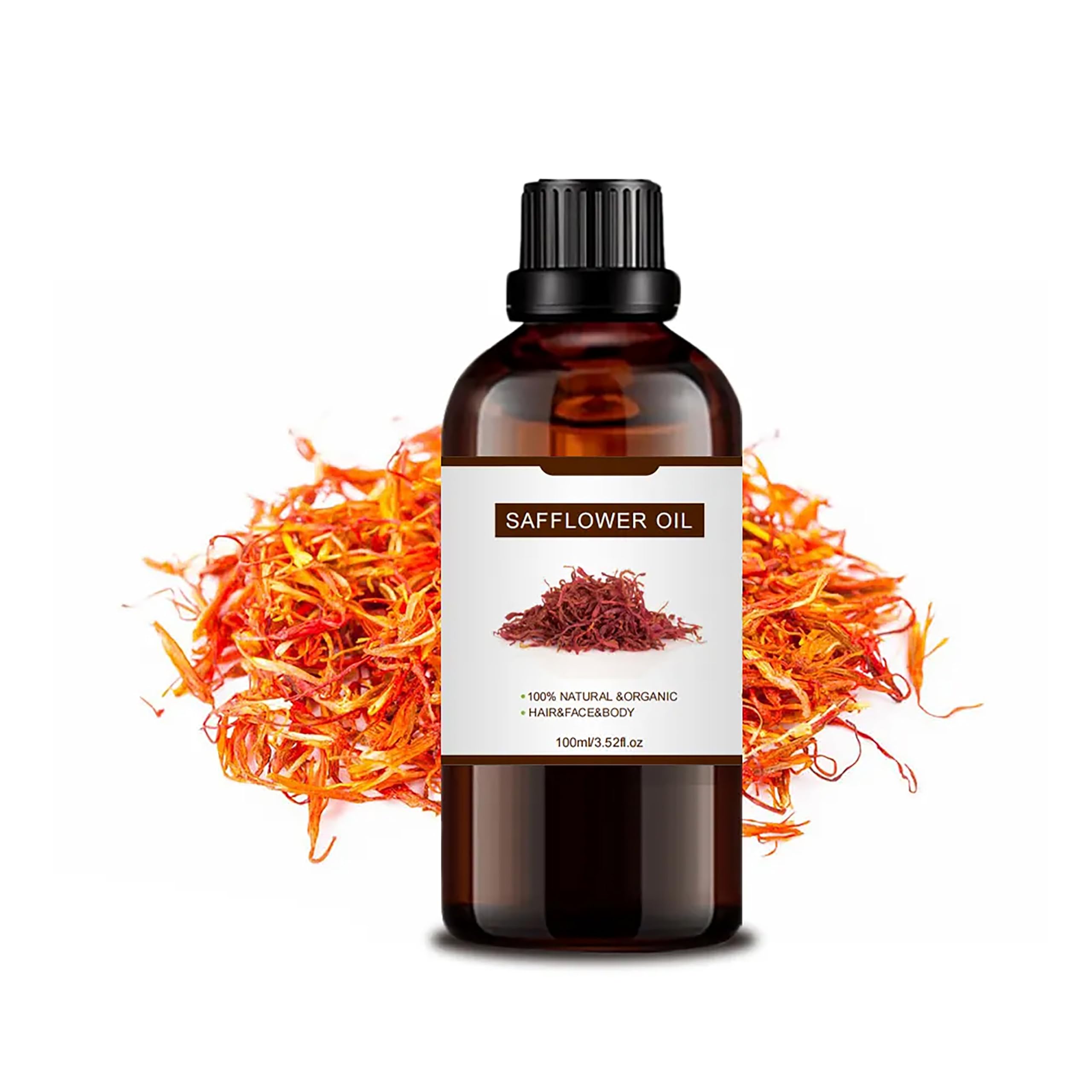 100% Pure Safflower Oil Essential Oil for Hair Growth,Non-GMO High Oleic Natural Organic Safflower for Skin,Dry Damaged Body & Face Moisturizing