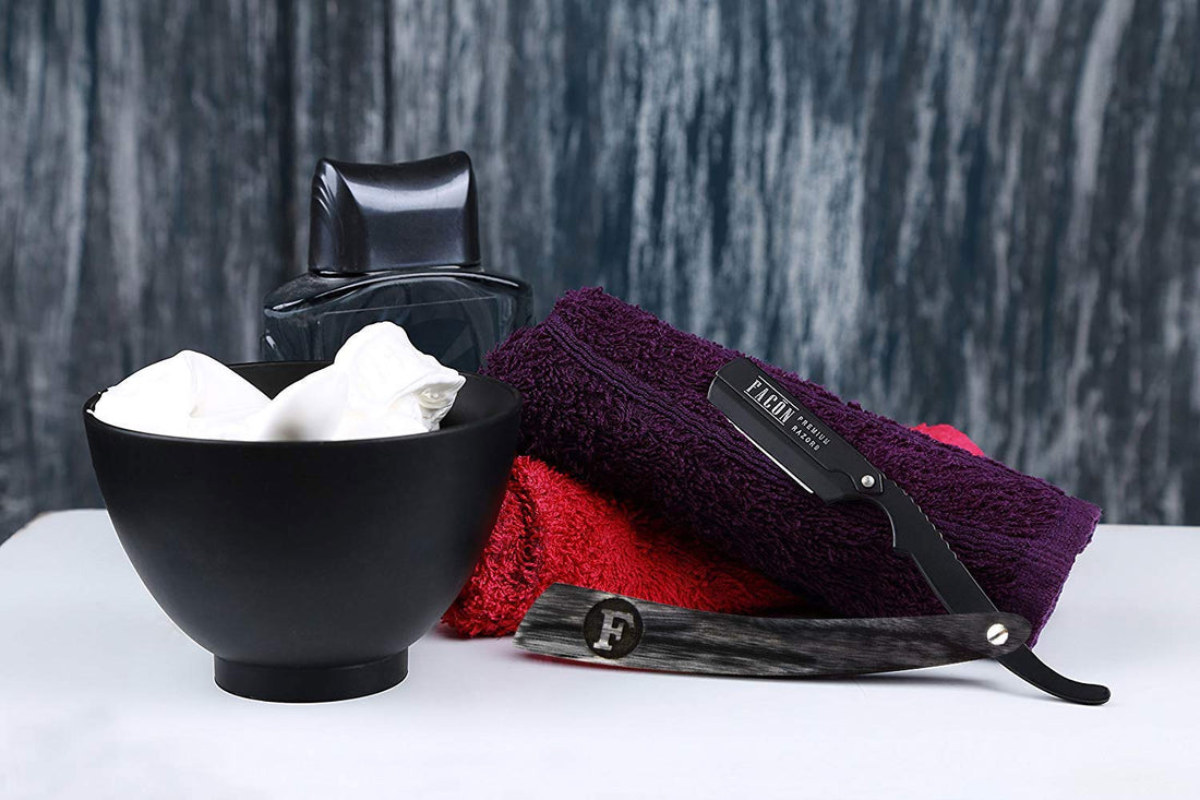 100 BLADES + FacÃƒn Professional Wooden Straight Edge Barber Razor - Salon Quality Cut Throat Shavette