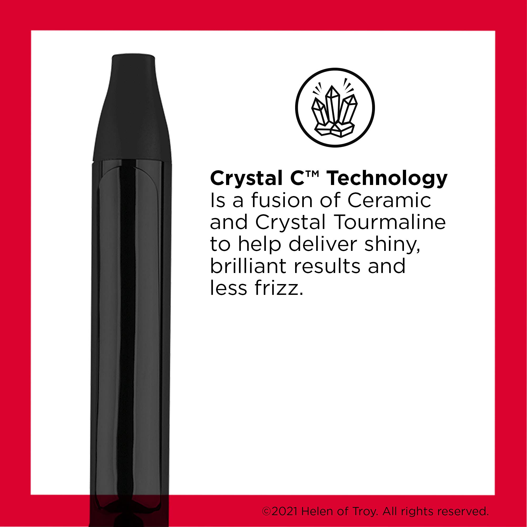Revlon Crystal C + Ceramic Hair Curling Iron | Long-Lasting Shine and Less Frizz, (1 in)