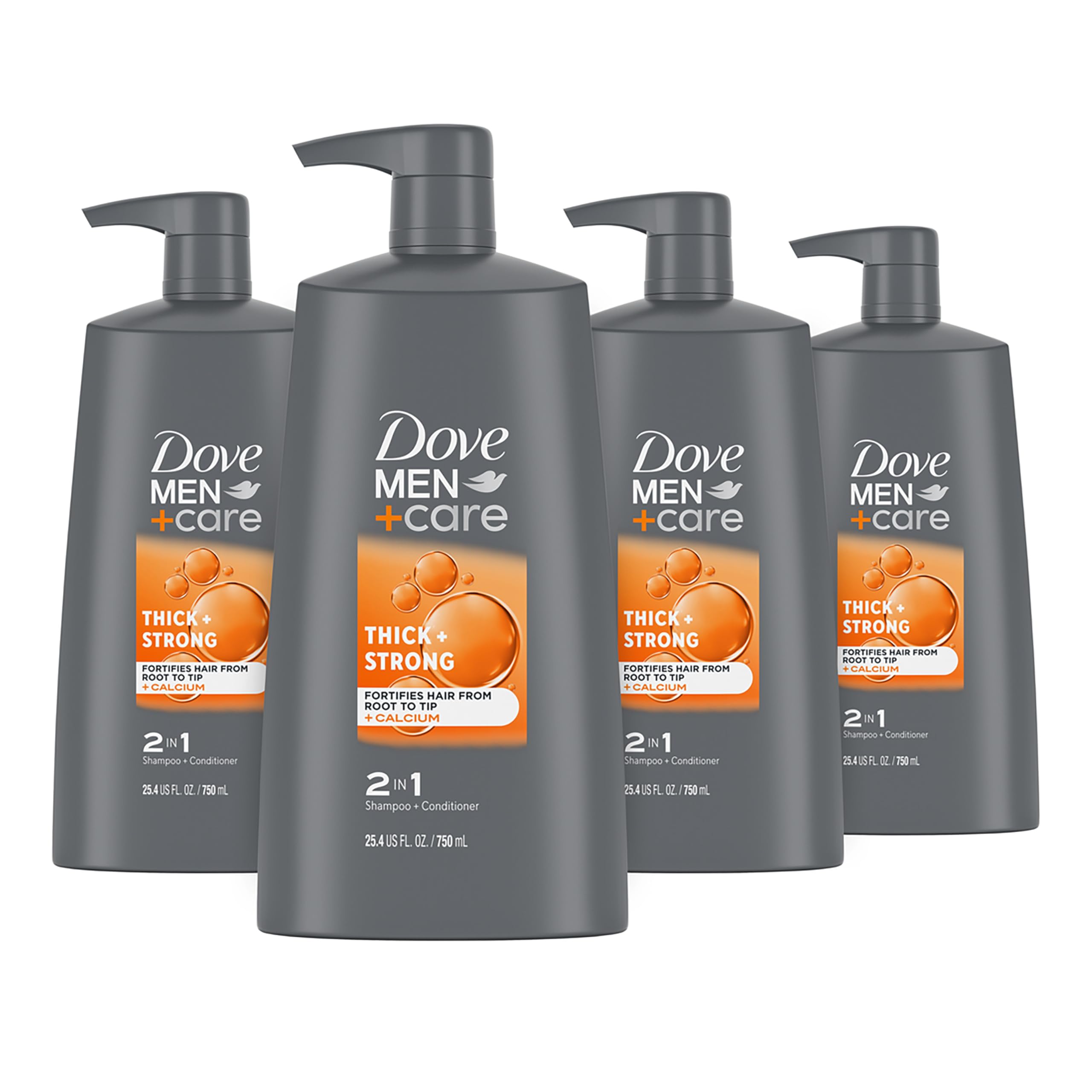 Dove 2 in 1 Shampoo & Conditioner Fortifying Shampoo Cleans and Purifies Thick & Strong Strengthens and Recharges Hair Vigor 25.4 oz 4 count