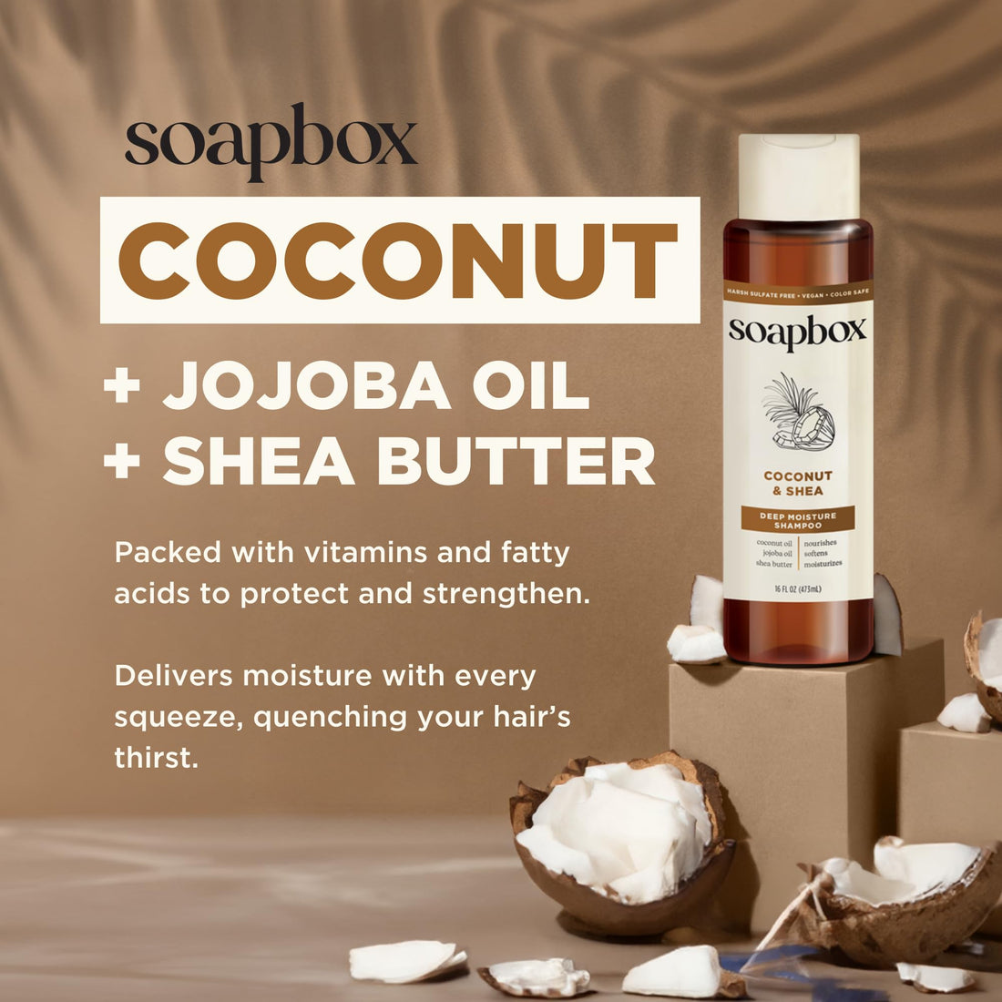 SoapBox Soaps Shampoo, Coconut Oil with Shea Butter, 3 Count