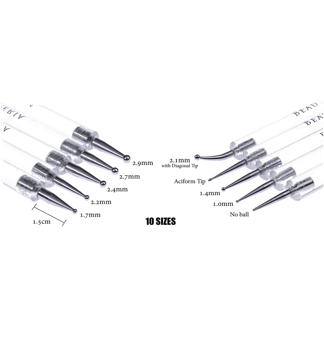 Beaute Galleria 5 Piece (10sizes) 2-Way Dotting Pens Nail Art Design Marbleizing Dotting Swirling Manicure Tools Mandala Art Painting Stylus