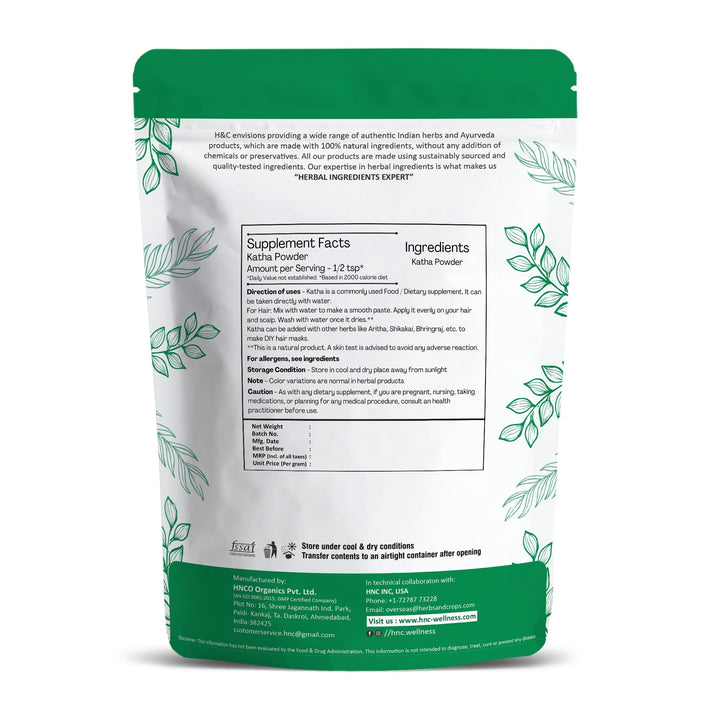 H&C Herbal Ingredients Expert Natural Katha Powder | Katha Powder for Hair Colour - 227 Grams