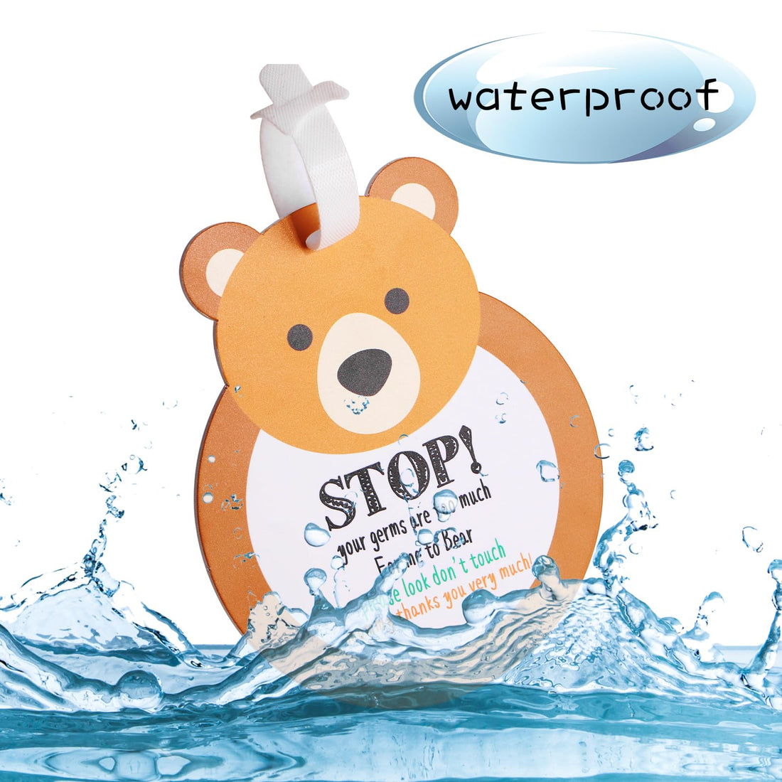 Bear Don't Touch Baby Sign Tag Stop Please Look Baby Car Seat Tag No Touching for Car Seat Cover Basket Tag Stroller Tag Carrycot Basket Tag Baby Warning Tips with Hanging Straps