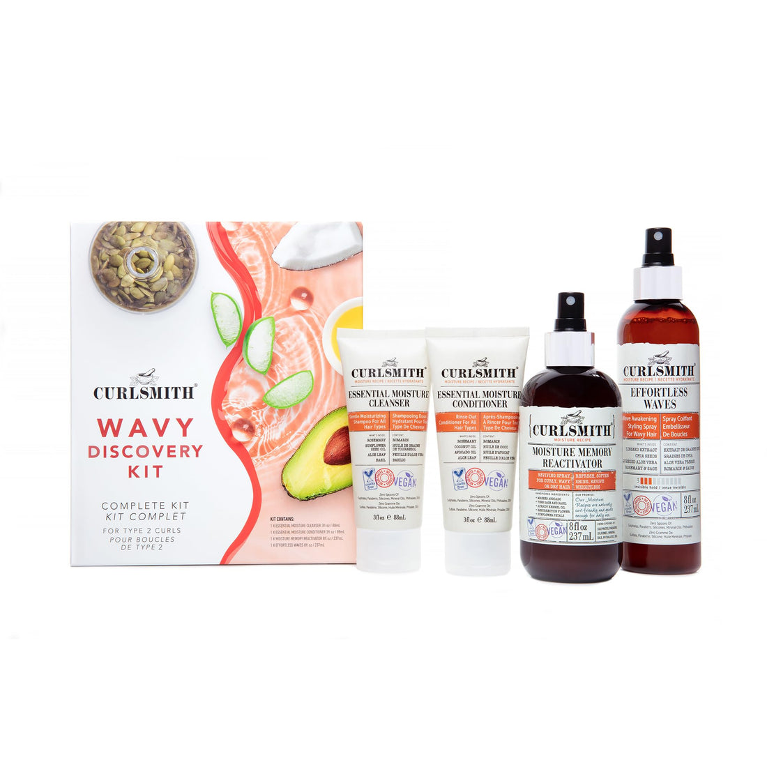 Curlsmith - Wavy Wash Day Discovery Kit | Complete Wash Day Kit, Perfect for People with Type 2 Curls | Cleanse, Control Frizz, Nourish & Hydrate Hair to Enhance Natural Waves