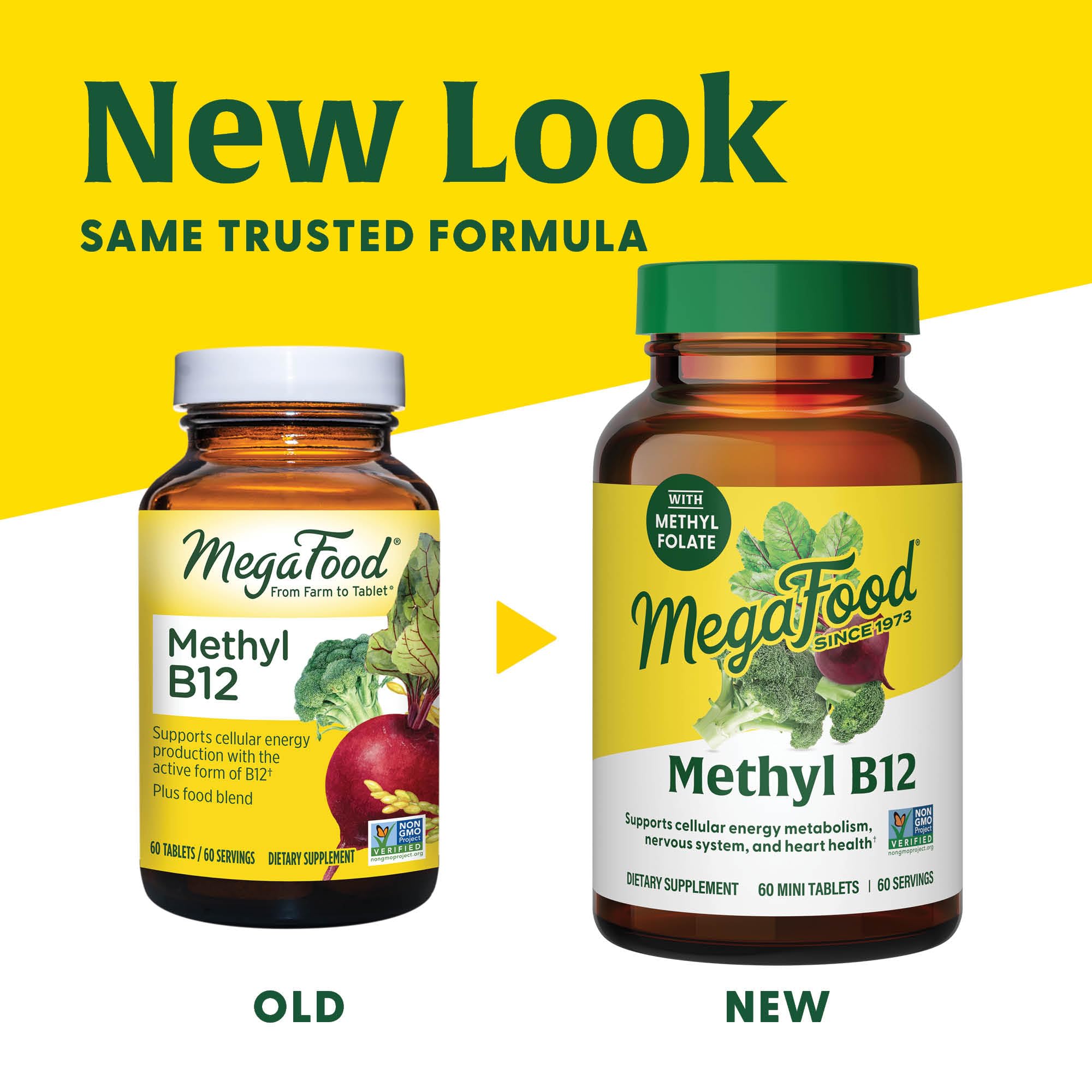 MegaFood Methyl B12 - Vegan - Includes Methyl Folate, Vitamin B12 & B6 - Supports Cellular Energy Production, Nervous System Health & Cardiovascular Function - 90 Tablets