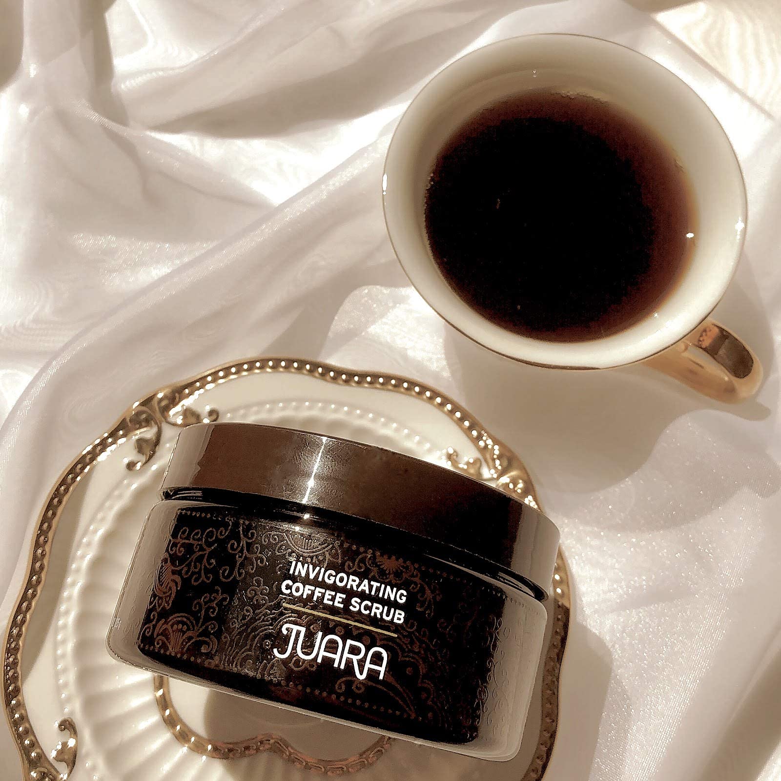 JUARA - Invigorating Coffee Scrub | Smooth Rough Skin | Body Exfoliator | Chocolate, Espresso Scent | Hydrating Polish | Rejuvenating Cleanse | Cruelty Free, Paraben, Sulfate Free, Vegetarian | 8 oz