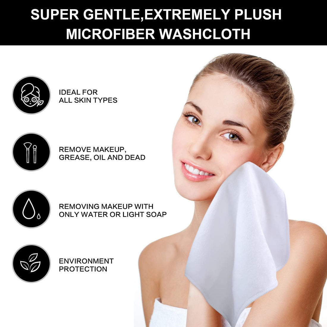 Sinland Microfiber Facial Cloths Fast Drying Washcloth 12inch x 12inch Grey 3pack + White 3pack