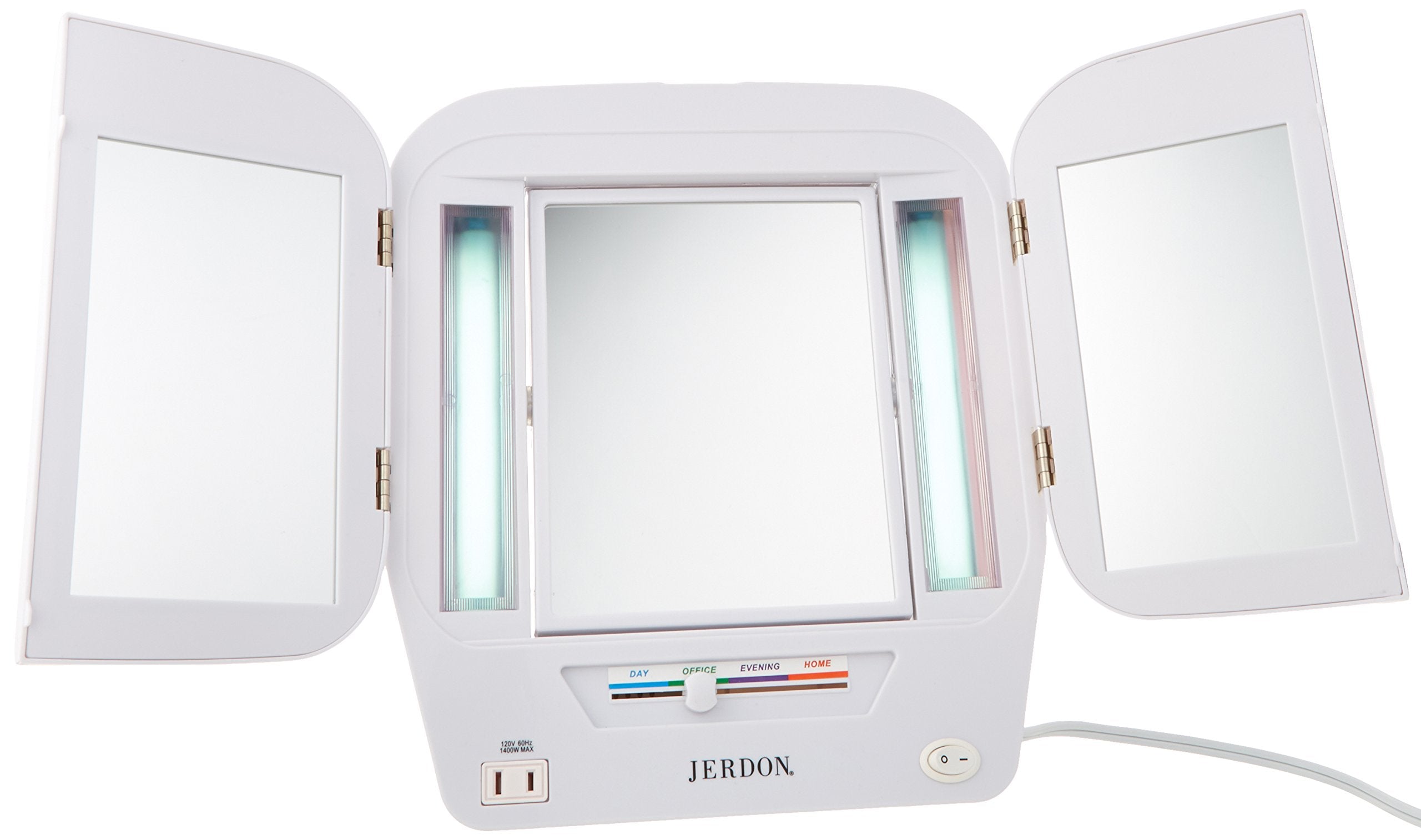 Jerdon JGL10W Lighted Makeup Mirror with 5X Magnification, White Finish, 11 x 3 x 12.5