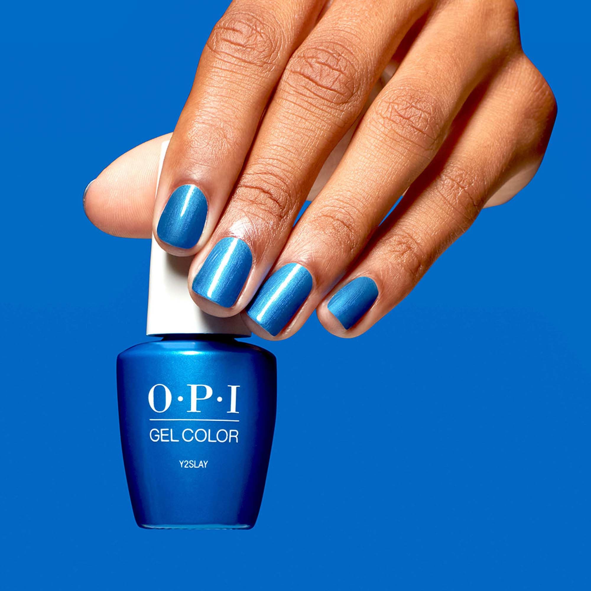 OPI GelColor Y2Slay | Opaque Bright Blue Metallic UV Cure Gel Nail Polish | Metallic Mega Mix Collection
