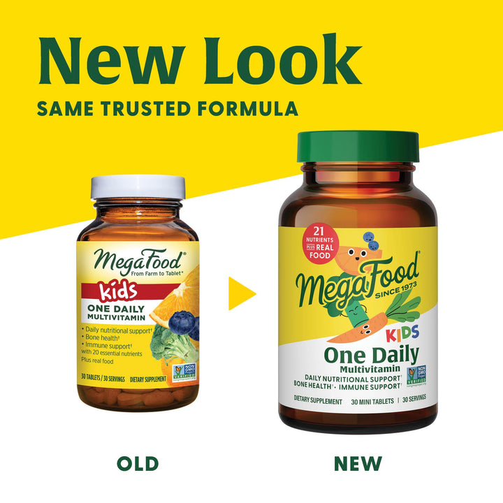 MegaFood Kids One Daily Multivitamin - Convenient Mini Multivitamin For Kids - Kids Vitamins With Zinc, Vitamin C, B Vitamins & Vitamin D - Vegetarian, Gluten Free, Non GMO - 30 Tablets, 30 Servings