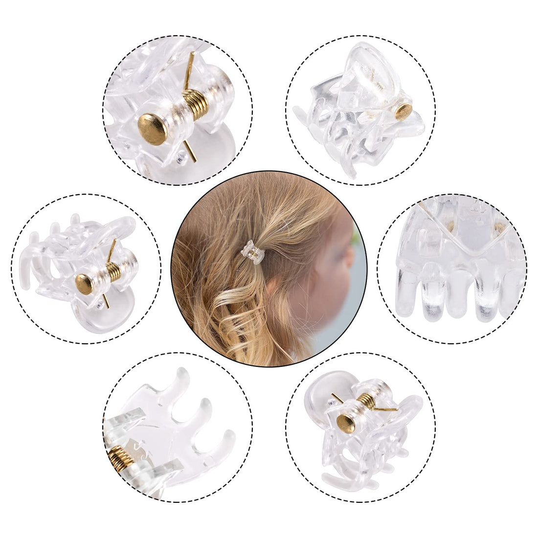 YOHAMA 36 PCS Clear Mini Hair Claw Clips Great for Design Kids Adult Hairstyles White Plastic Hair Clips Small Decoration Buns Pining Bangs Strong Grip Multifunction Clamp Clips.