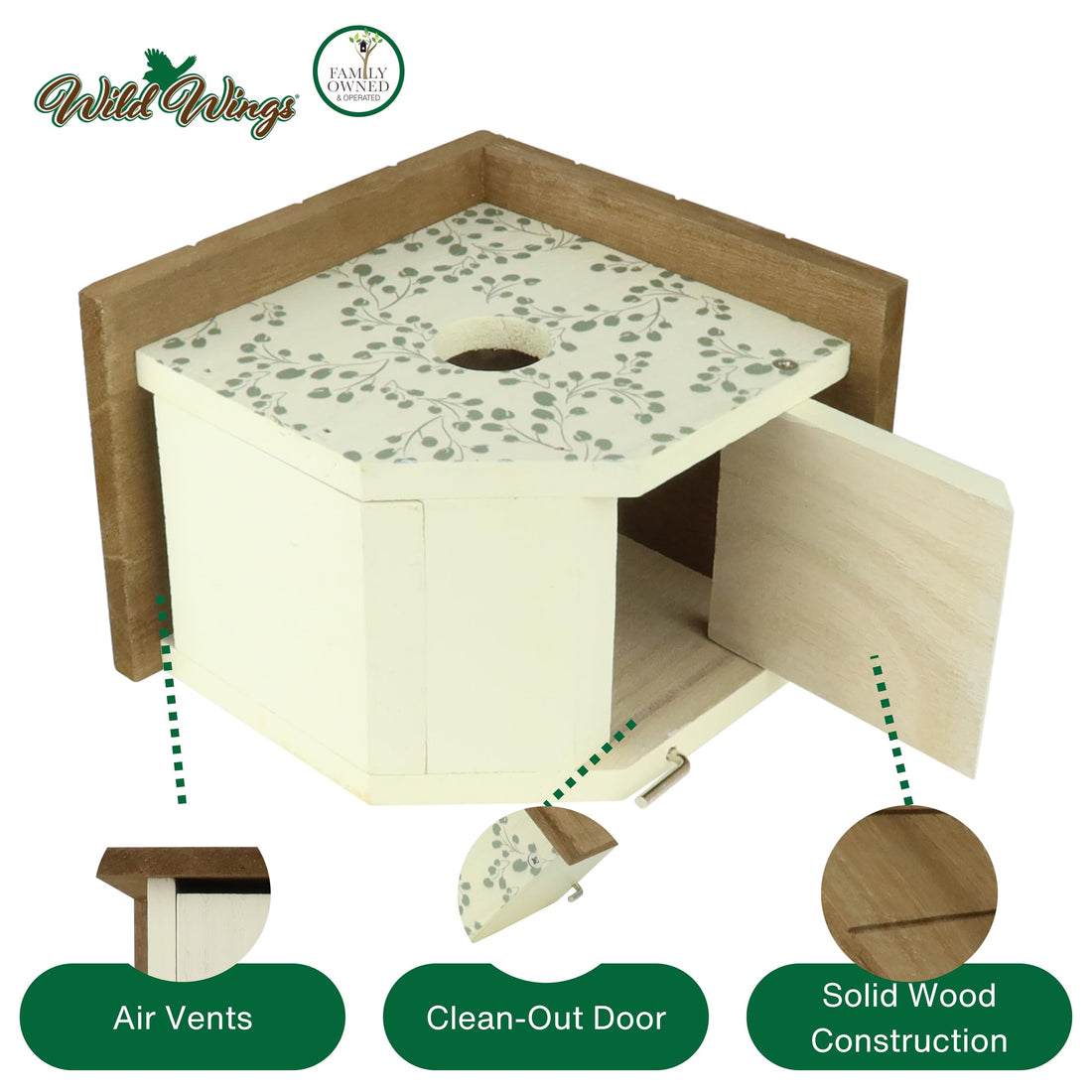 Wild Wings Decorative Wren House Ivy Perch, White