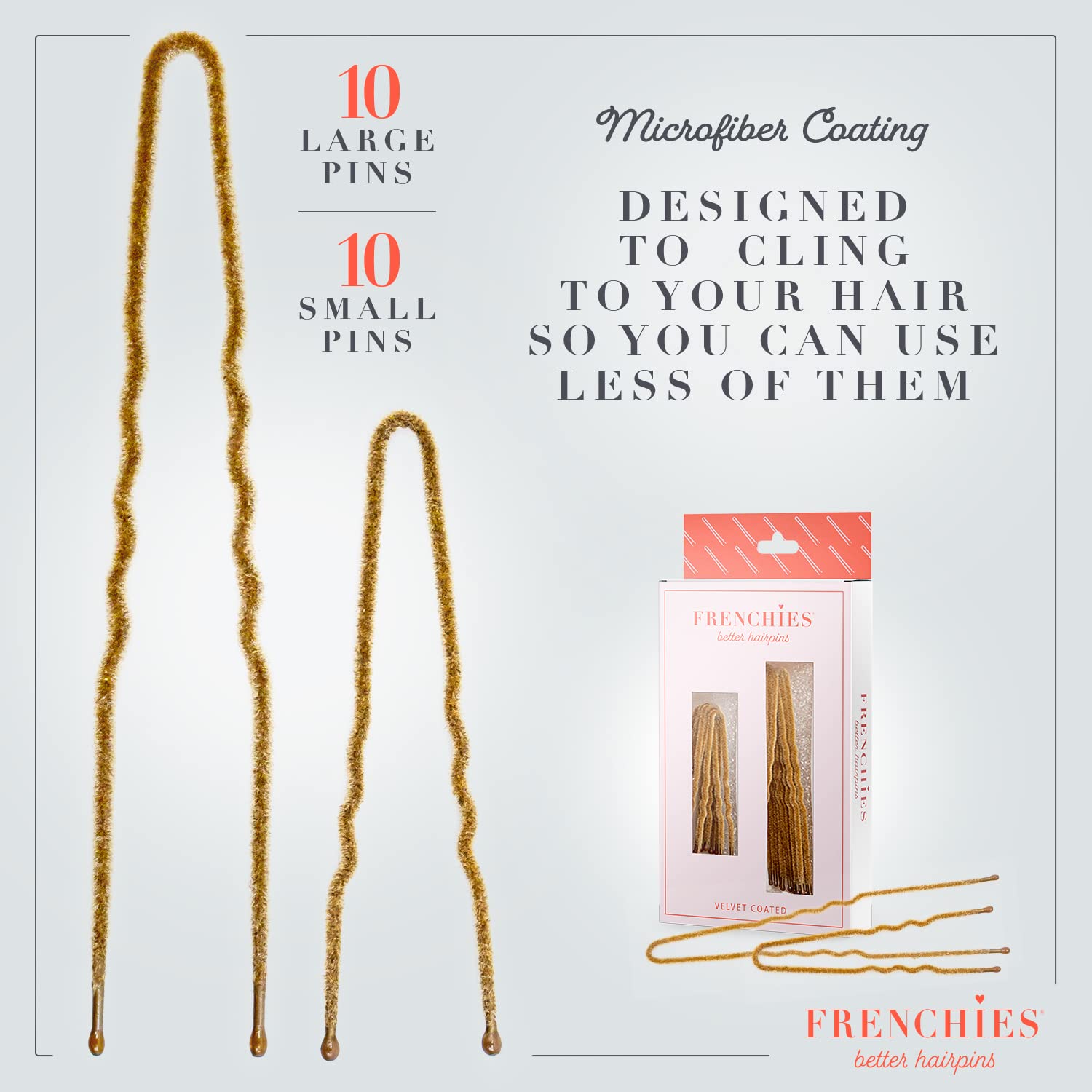 Blond : Frenchies Ultra Flocked Extra Soft French Twist Hair Pins: The French Hair Pins for Buns, Updo Hairstyles, Hair Extensions + Wigs - 20 Count Blond