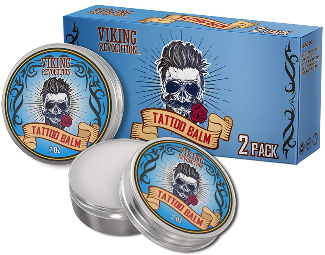 Viking Revolution Tattoo Care Balm for Before, During & Post Tattoo – Safe, Natural Tattoo Aftercare Cream – Moisturizing Lotion to Promote Skin Healing (2oz, 2 Pack)