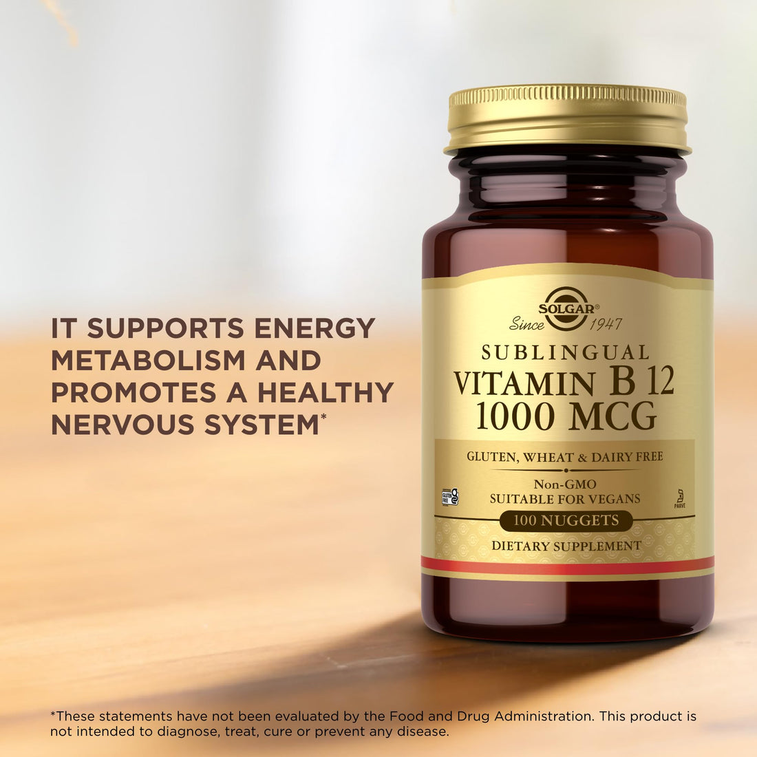 Solgar Sublingual Vitamin B12 1000 mcg - 250 Nuggets, Pack of 2 - Non-GMO, Vegan, Gluten Free, Dairy Free, Kosher - 500 Total Servings