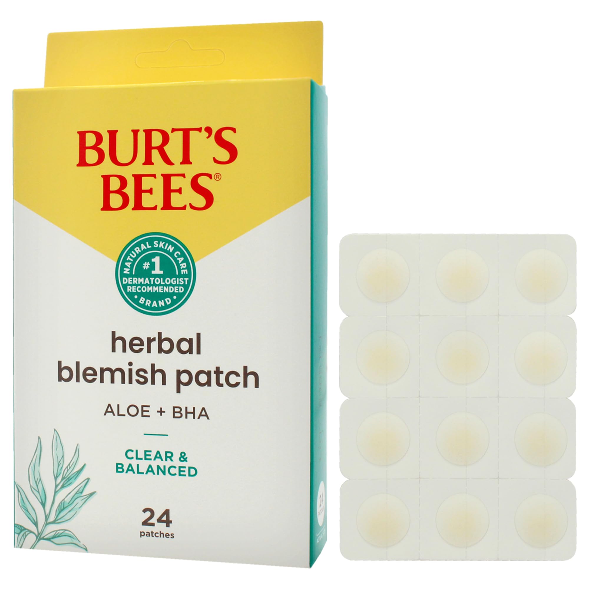 Burts Bees Clear and Balanced Herbal Blemish Patch for Women - 24 Count Patches