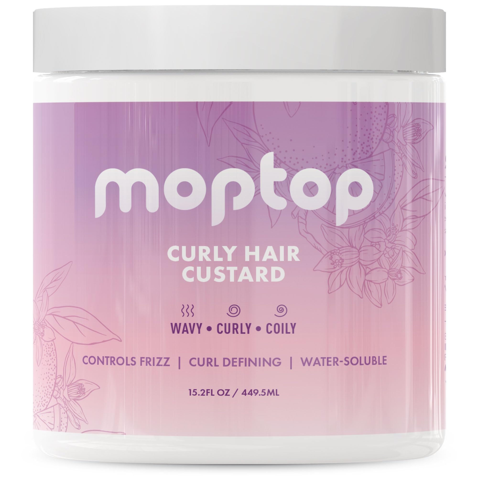 16oz, MopTop Curly Hair Custard Gel for Fine, Thick, Wavy, Curly & Kinky-Coily Natural hair, Anti Frizz Curl Moisturizer, Definer & Lightweight Curl Activator w/Aloe, great for Dry Hair.