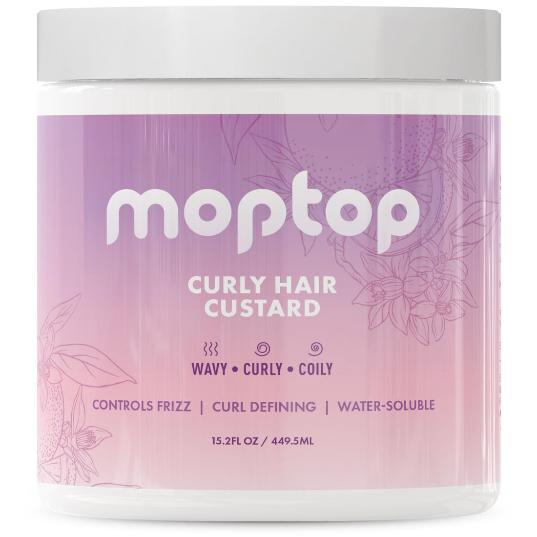 16oz, MopTop Curly Hair Custard Gel for Fine, Thick, Wavy, Curly & Kinky-Coily Natural hair, Anti Frizz Curl Moisturizer, Definer & Lightweight Curl Activator w/Aloe, great for Dry Hair.