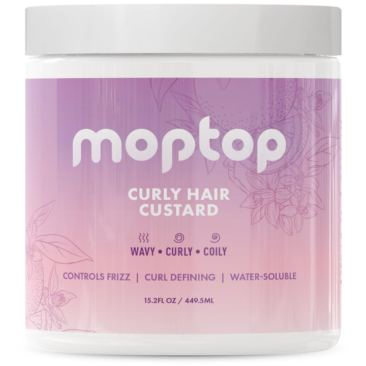 16oz, MopTop Curly Hair Custard Gel for Fine, Thick, Wavy, Curly & Kinky-Coily Natural hair, Anti Frizz Curl Moisturizer, Definer & Lightweight Curl Activator w/Aloe, great for Dry Hair.