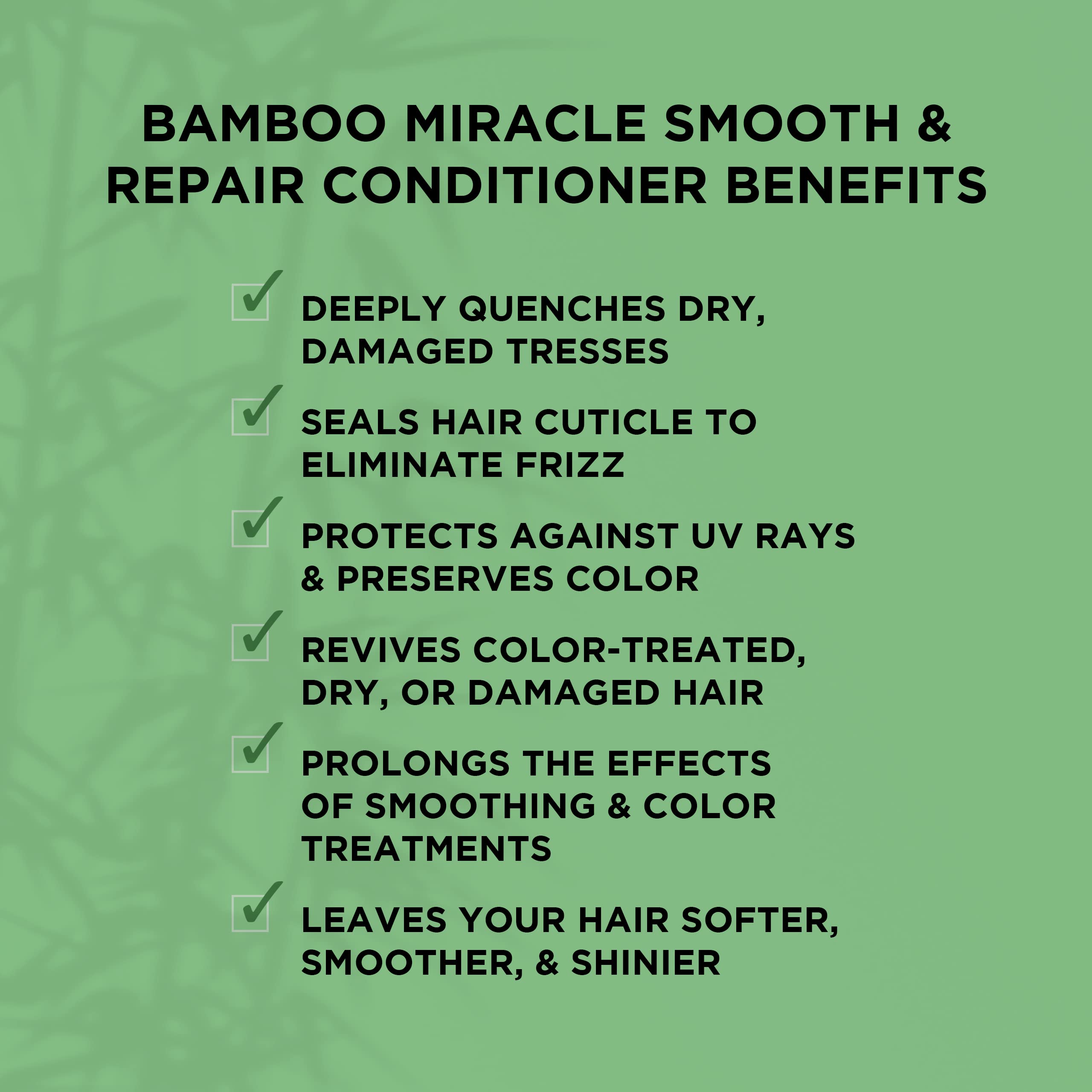 Trueplex KERATHERAPY Bamboo Miracle Smooth & Repair Conditioner, 10.1 oz., 300 ml - Vegan Formula Damaged, Frizzy, & Dry Hair - Hydrating & Smoothing with Grape Seed, Baobab, & Bamboo Extract