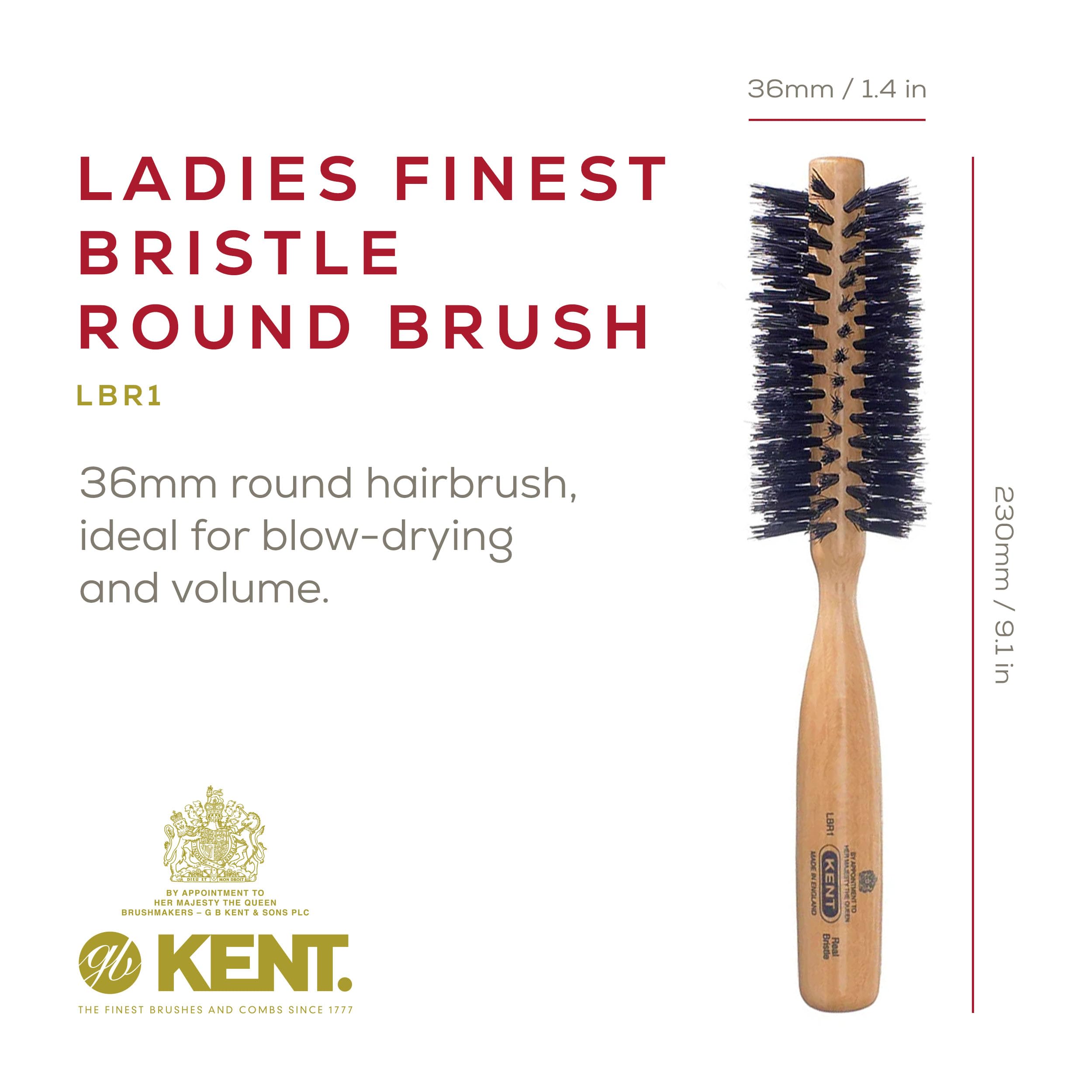 Kent Brushes 45mm Beech Wood Hairbrush, LBR1, 6 Ounce