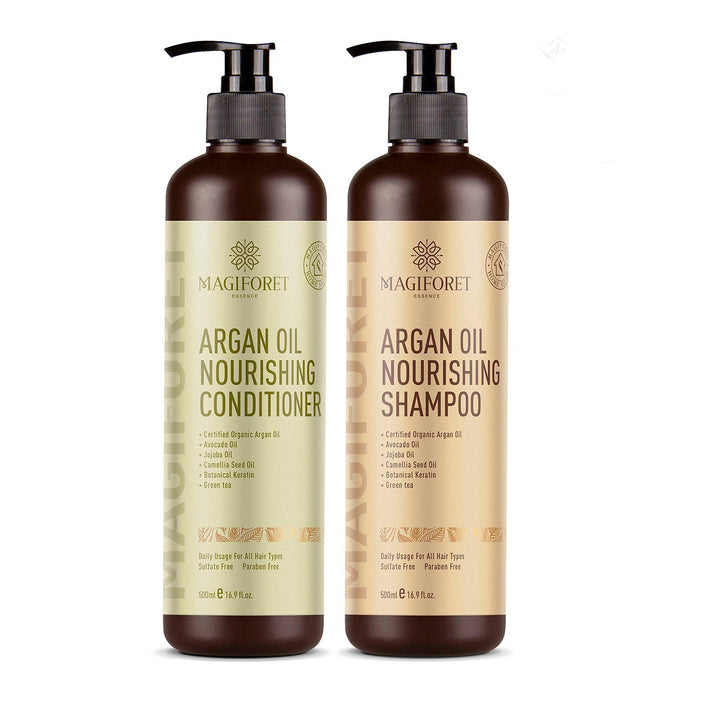 Argan Oil Shampoo and Conditioner Set (2 x 16.9 Oz) - MagiForet Organic Shampoo & Conditioner Sulfate Free - Soft & Smooth Gentle on Curly & Color Treated HairFor Men & Women