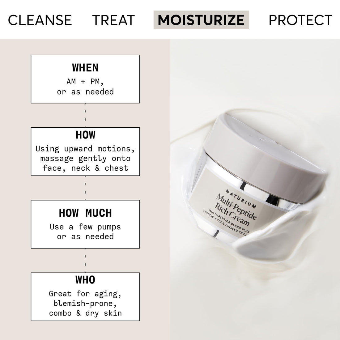 Naturium Multi-Peptide Rich Cream, Hydrating & Nourishing to Help Appearance of Fine Lines & Wrinkles, Vegan & Cruelty-Free, 1.7 oz