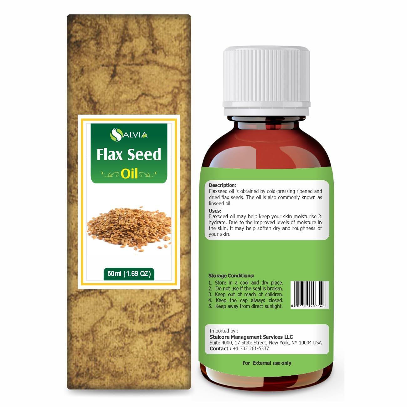 Flax Seed Oil 100% Natural Pure UNDILUTED Uncut Carrier Oil (1.69 fl oz)