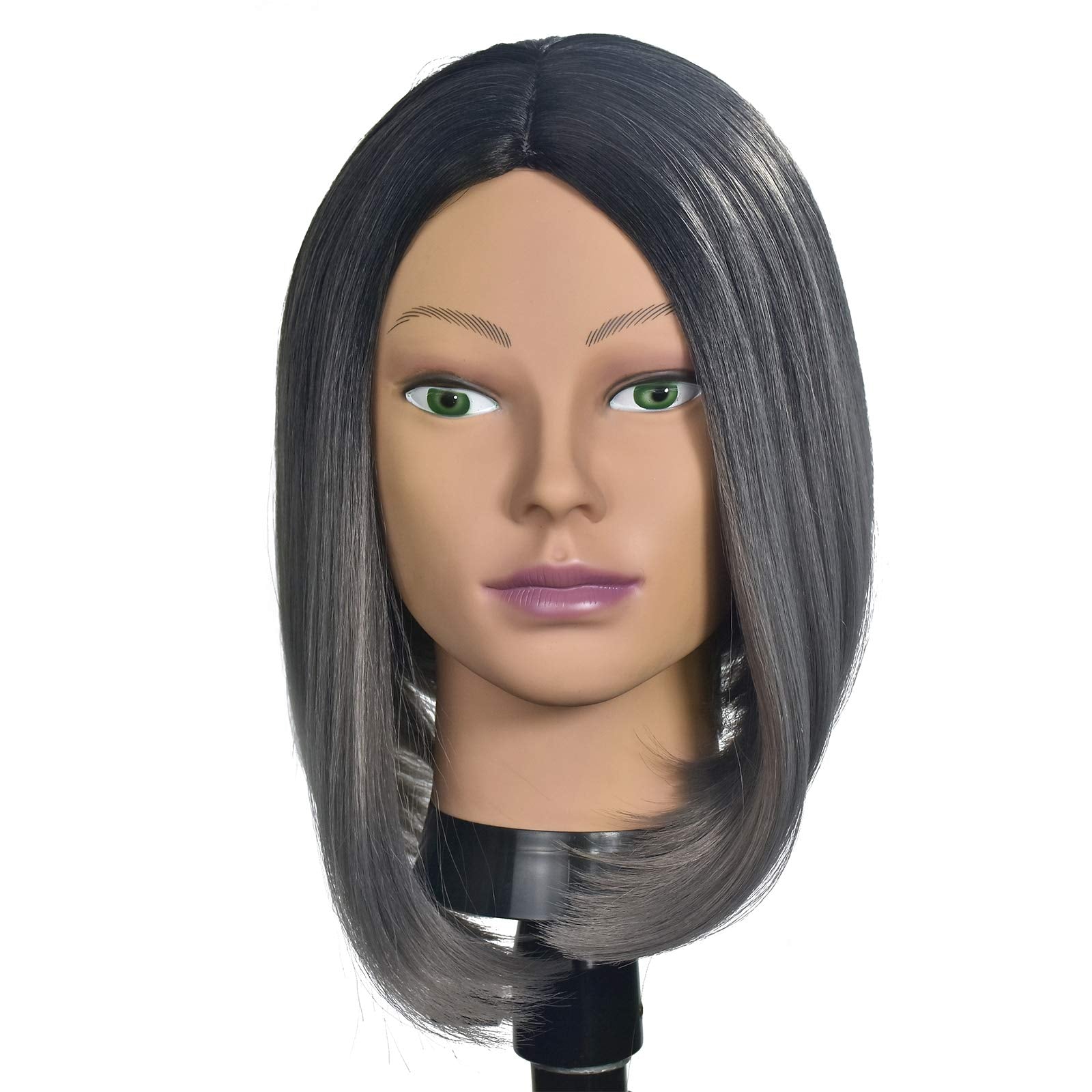 Ba Sha Afro Cosmetology Mannequin Head Bald Manikin head for Wigs Making Wig Display Hat Display Glasses Display with Free Clamp