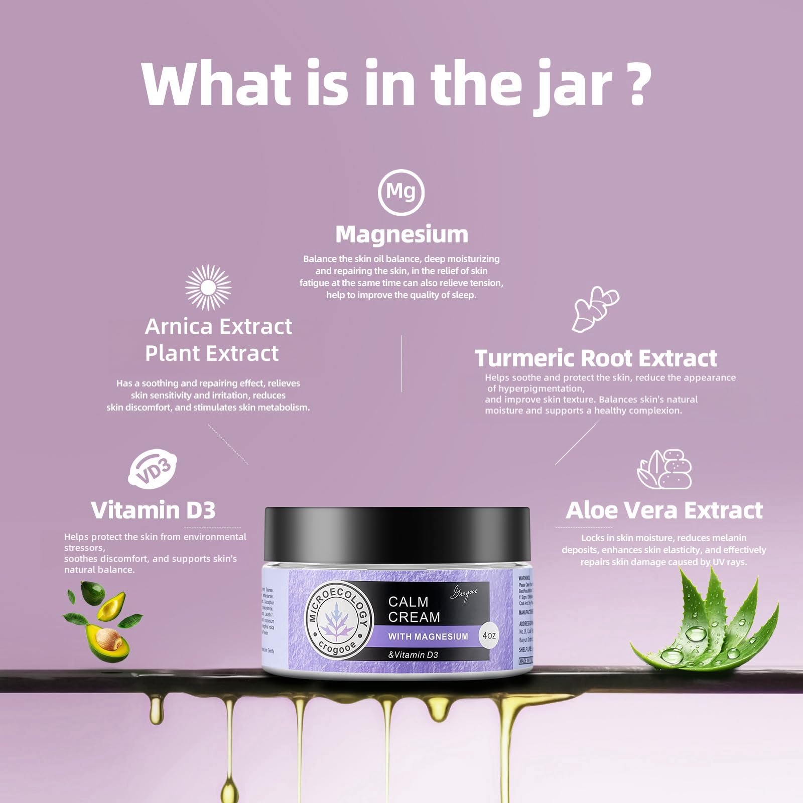 Crogooe Magnesium Body Cream - Moisturizing Lotion Nighttime Magnesium Cream, Hydrating Dry Skin on Body,(Lavender) 4 OZ