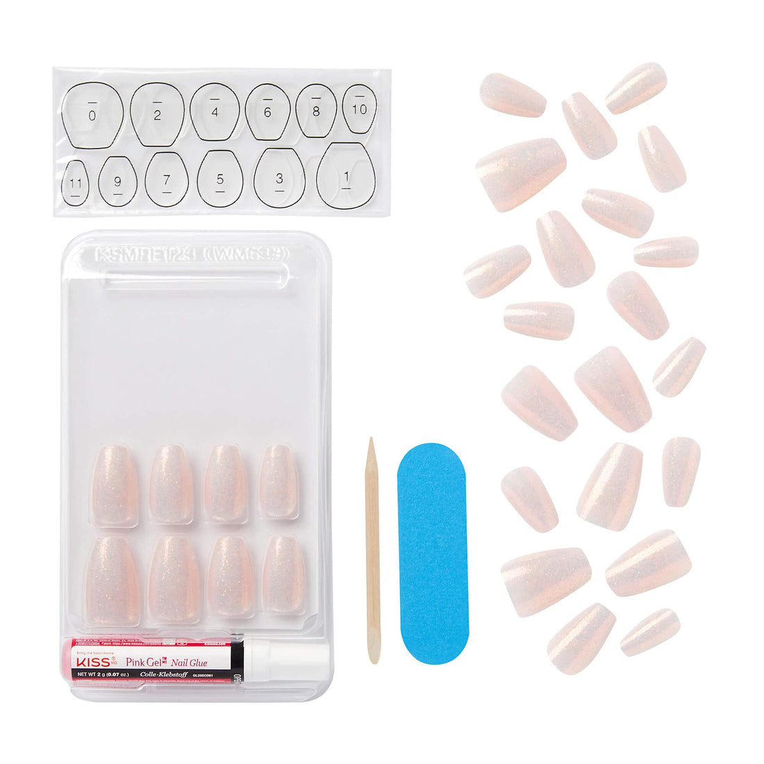 KISS Classy French Nail Manicure Kit with Gel Finish, Medium, Coffin Shaped, ââ‚¬Å“Cozy Meets Cuteââ‚¬Â, Nail Kit Includes Pink Nail Glue (Net Wt. 2 g / 0.07oz.), Mini File, Manicure Stick, and 28