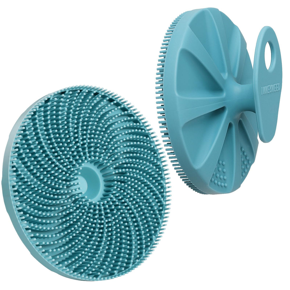 INNERNEED Food-Grade Silicone Body Scrubber Exfoliating & Massaging Shower Brush, More Hygienic Bathing Tool, for All Skin Types, Lathers Well, Longer Service Life (Dark Green)