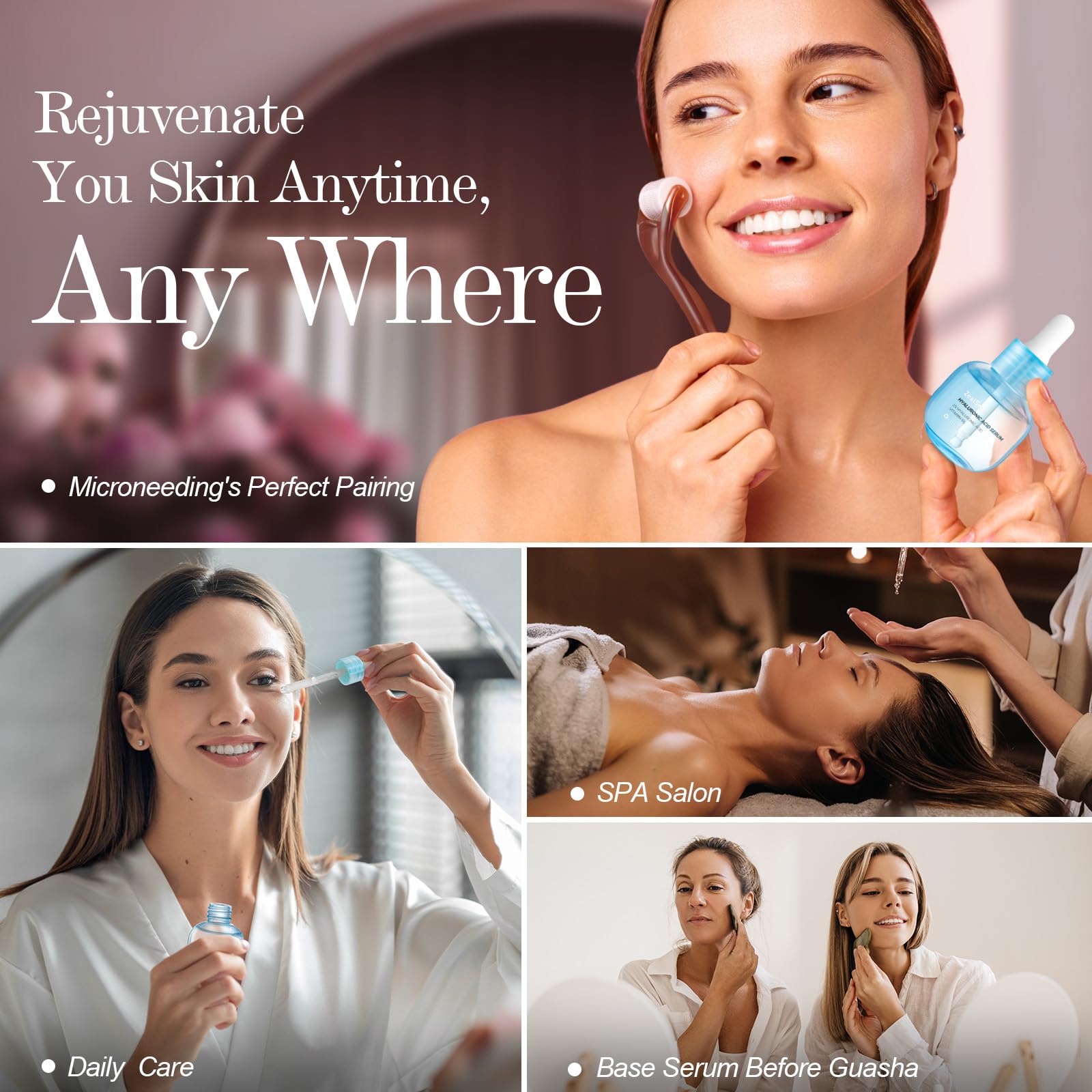 Hyaluronic Acid Serum for Face, Hyrating Serum, Microneedling Serum, EWG Certified Zealsea for Sensitive Skin, Vegan Fragrance Free Non-Comedogenic Absorb Quickly, Pure Hyaluronic Acid Anti-Aging 1oz