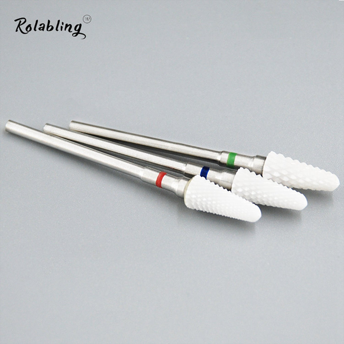 Rolabling Ceramic Nail Drill Bit White Flame Nail Drill Bit for Electric Drill Manicure Machine Nail Salon Tool (Medium Blue)