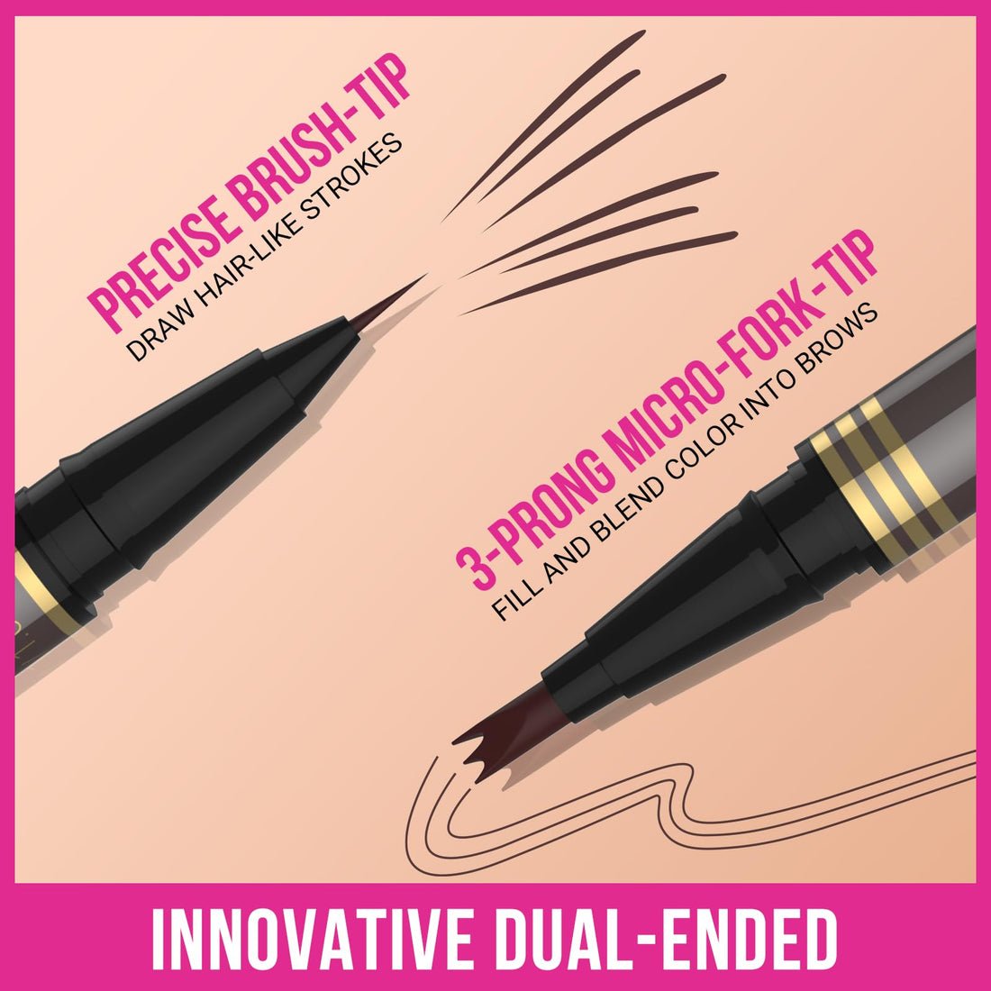 iMethod Microblading Eyebrow Pencil - Brow Pencil 2-in-1 Dual-Ended Eyebrow Pen with 3-Prong Micro-Fork-Tip Applicator and Precise Brush-Tip Create Natural-Looking Brows, Stay on All Day, Light Brown
