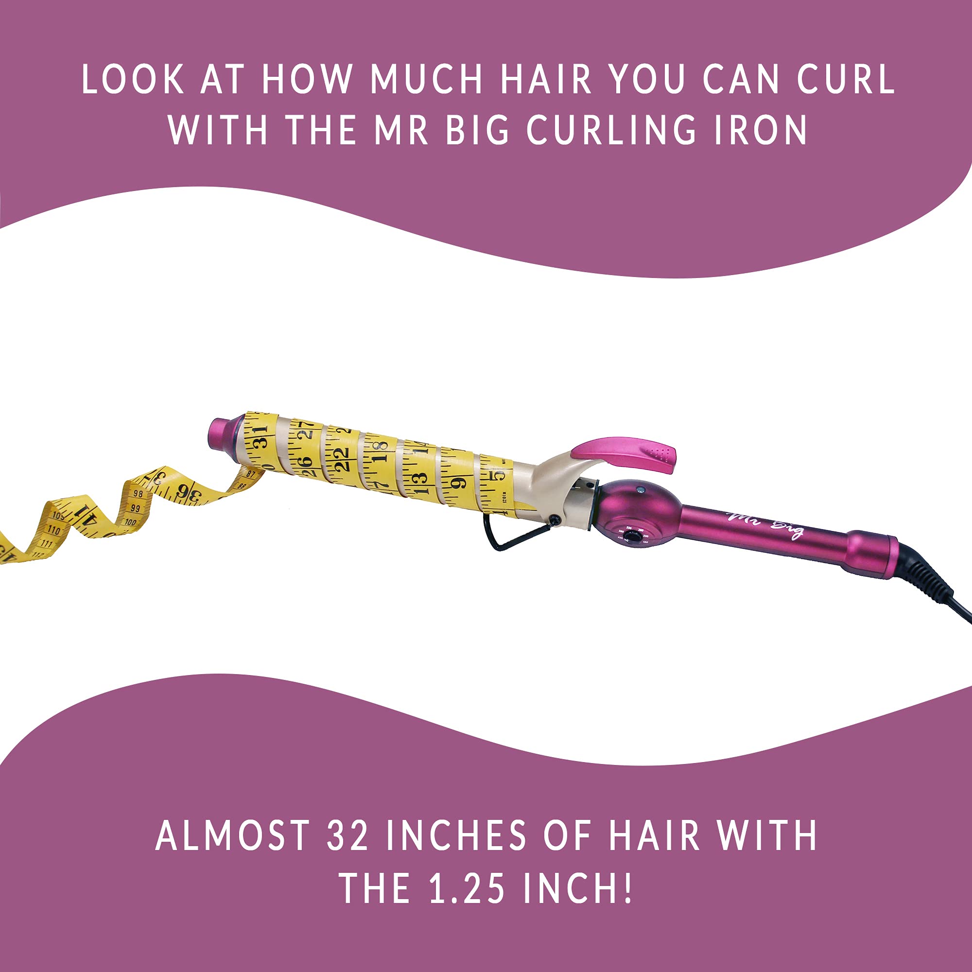 Mr Big Curling Iron, Extra Long Ceramic - The Best Curling Iron for Long Hair, 1.25 Diameter, 8 Barrel - The Longest on the Market