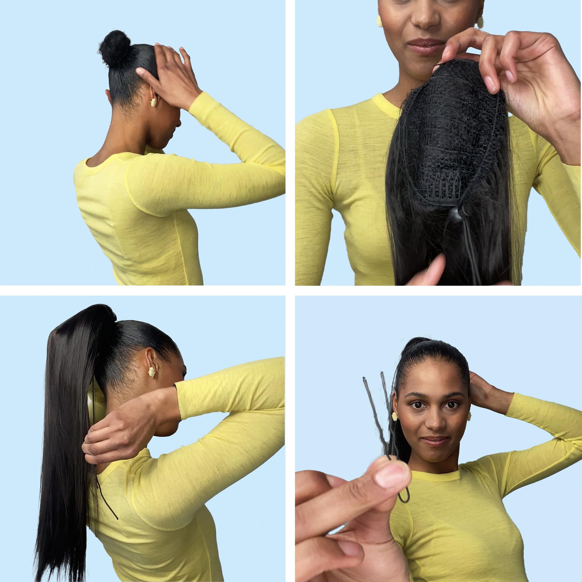 PRETTYSHOP 14 & 100g Hair Piece Pony Tail Extension Draw String Wavy Curled Nature Looking Heat-Resisting Diverse Colors (black brown 2)