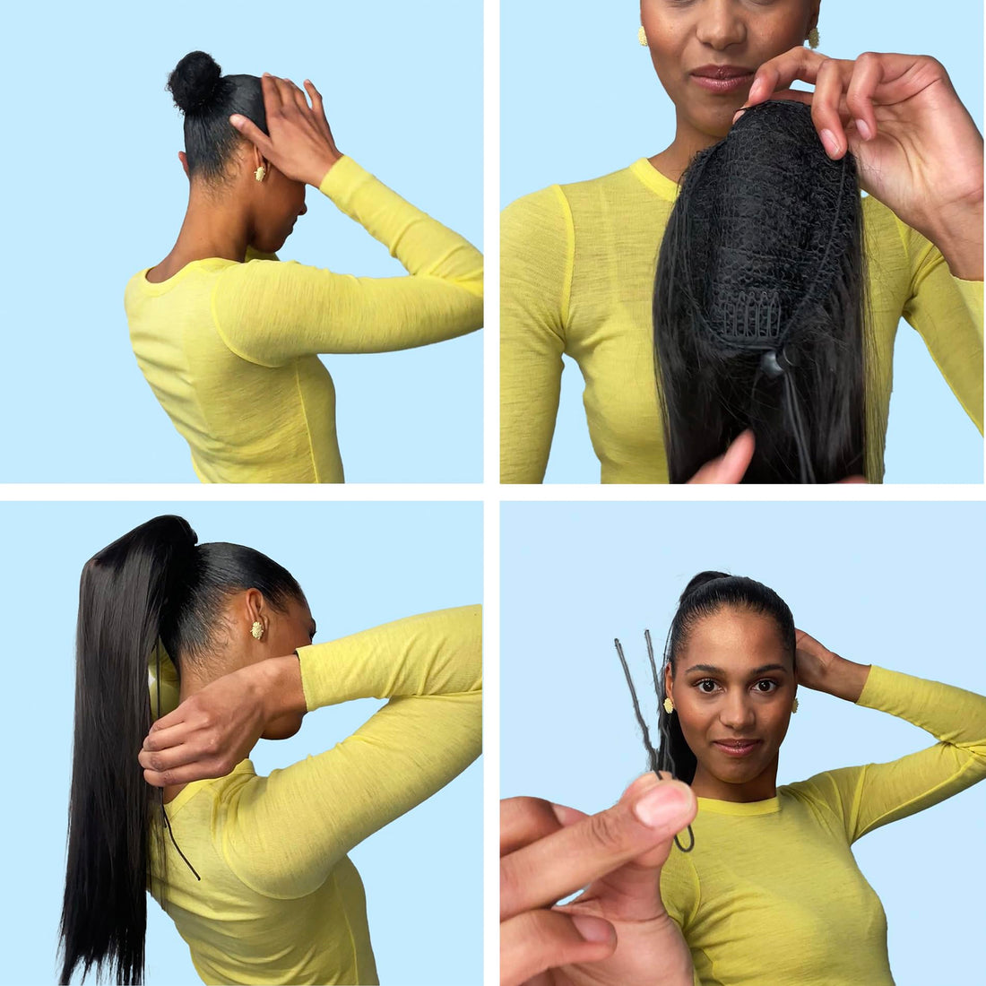 PRETTYSHOP 14 & 100g Hair Piece Pony Tail Extension Draw String Wavy Curled Nature Looking Heat-Resisting Diverse Colors (black brown 2)