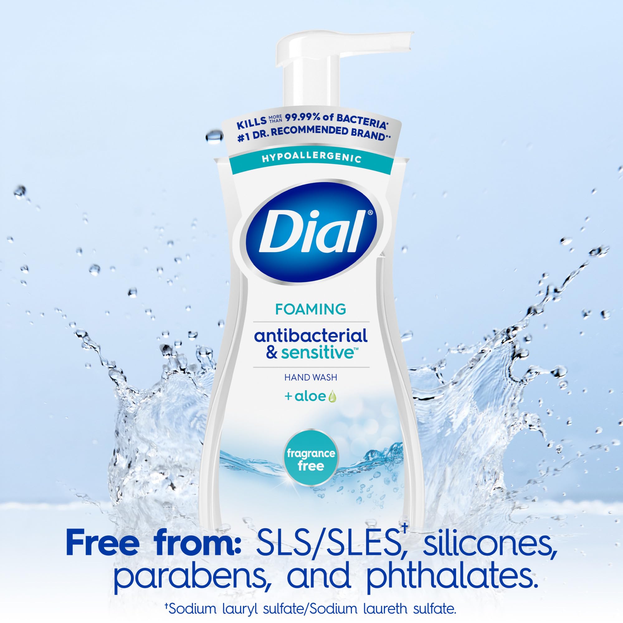 Dial Antibacterial Foaming Hand Soap, Fragrance Free, 7.5 fl oz (Pack of 6)