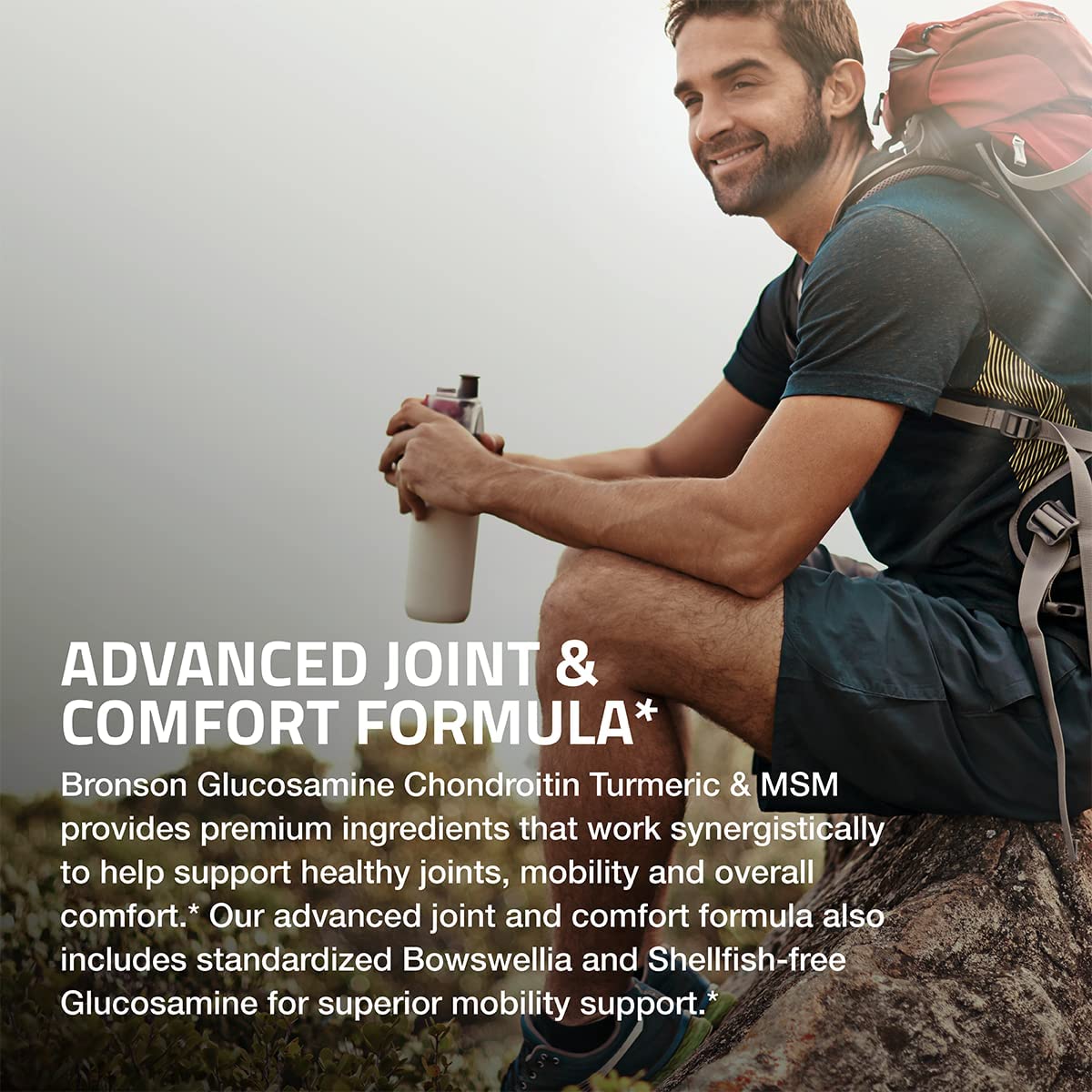 Bronson Glucosamine Chondroitin Turmeric & MSM Advanced Joint & Cartilage Formula, Supports Healthy Joints, Mobility & Cartilage - Non-GMO, 60 Capsules