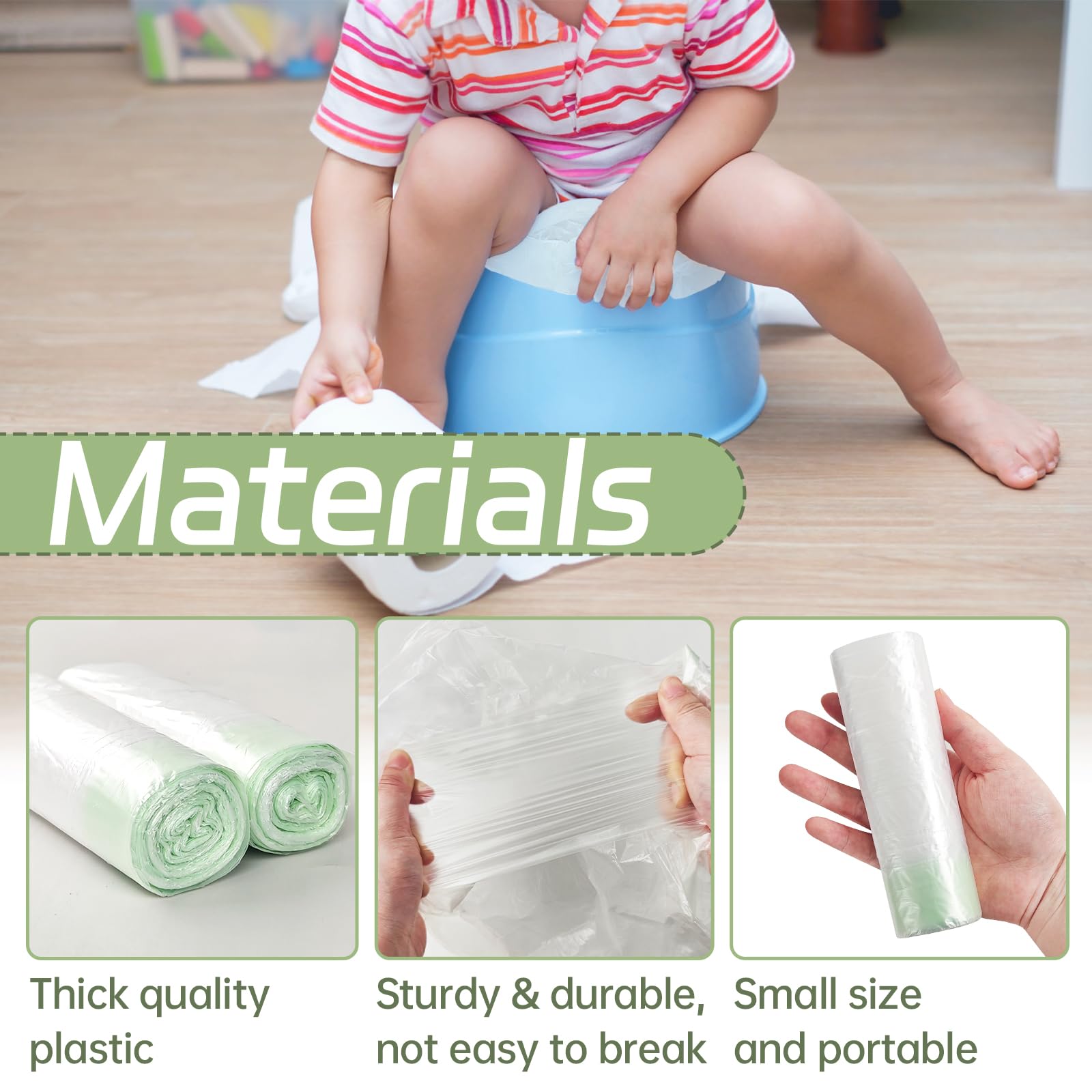 100 Pack Potty Chair Liners with Drawstring,Training Toilet Seat Potty Bags,Disposable Cleaning Bag for Kids Toddler Adults Pet Outdoors(44 x 24 cm)