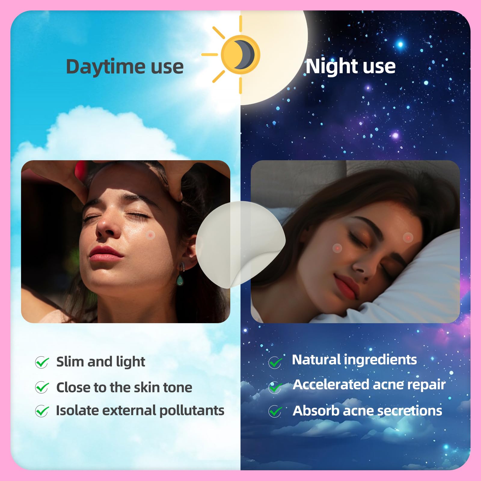 EFLY Pimple Patches for Face, Acne Patches Hydrocolloid with Tea Tree Oil, Salicylic Acid & Calendula Oil, 5 Size Invisible for Makeup Zit Patches Dots (210)