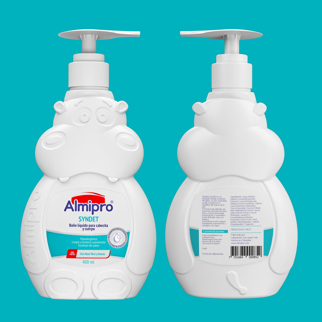Almipro Syndet Baby Hair and Body Wash with Oatmeal and Aloe Vera. 14 Oz.