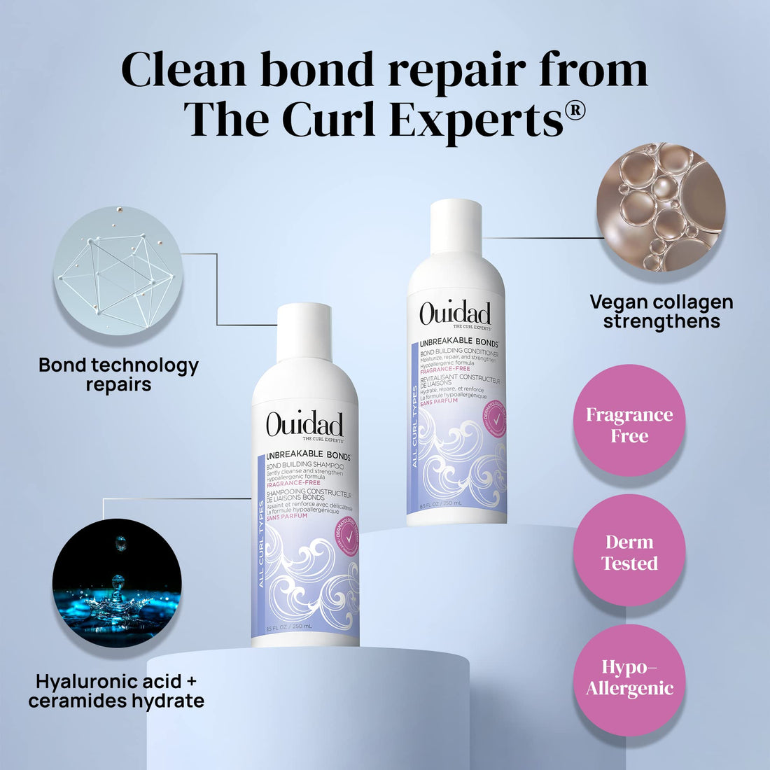 OUIDAD Unbreakable Bonds Bond Building Conditioner for Curly Hair - Fragrance Free - 8.5 oz